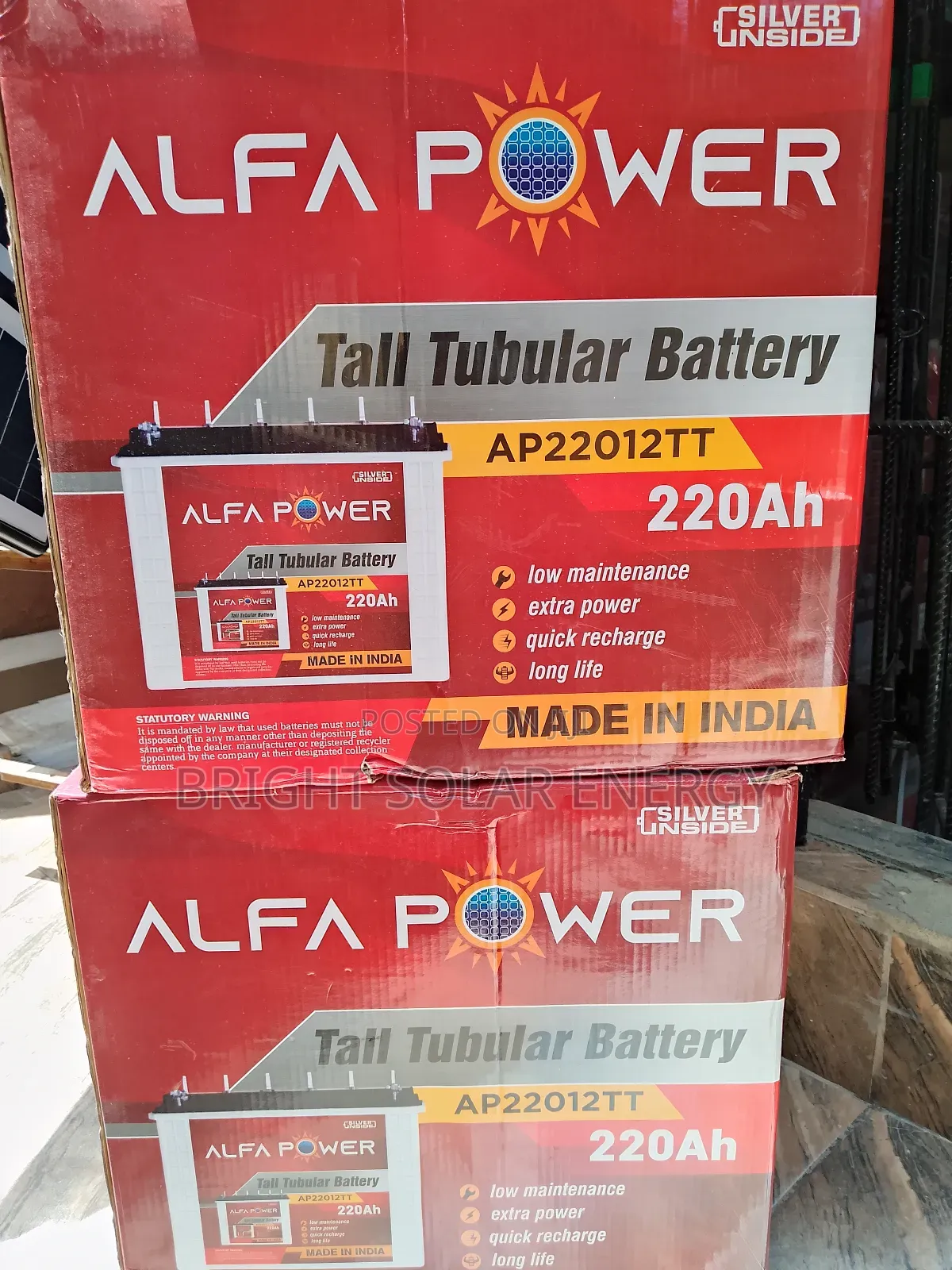 220ah 12v Tall Tubular Battery