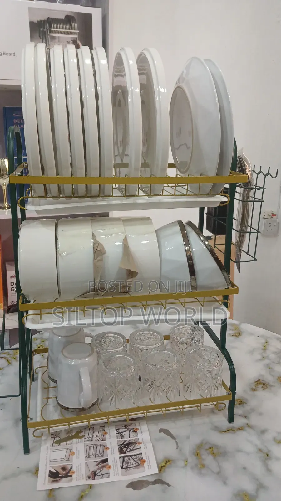 3 Layers Gold and Green Dish Rack