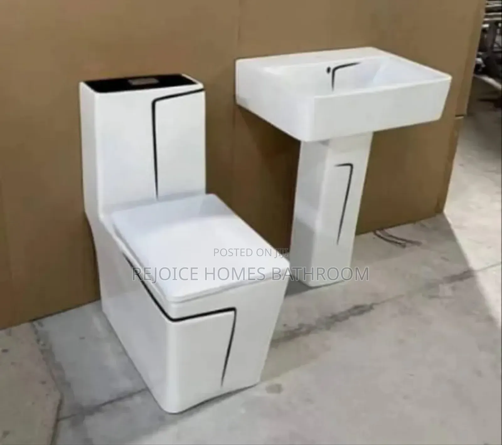 Modern Square Ceramic Water Closet Toilet Wash Basin Set