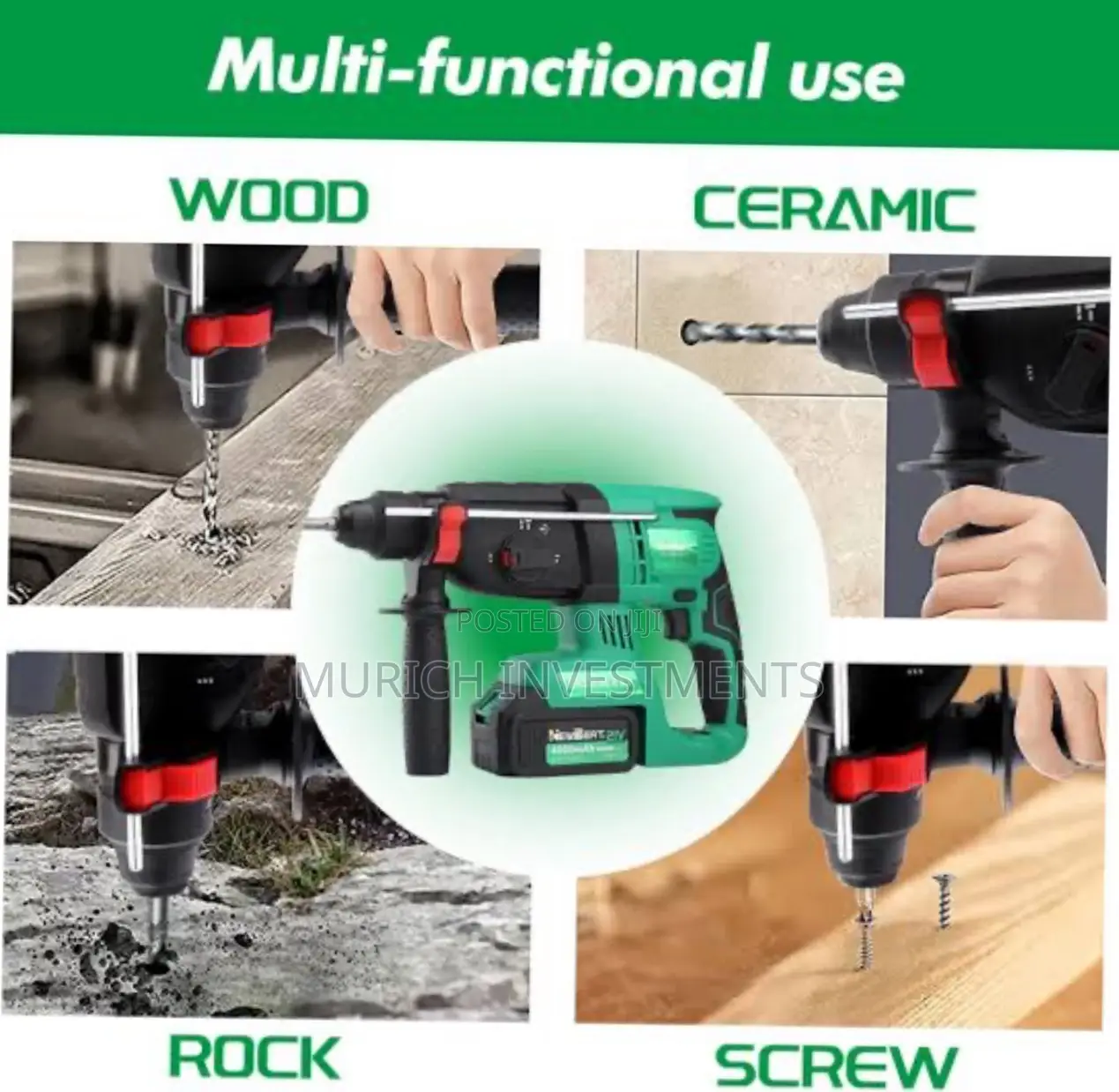 Newbeat 21v Brushless Cordless Rotary Hammer Drill Kit