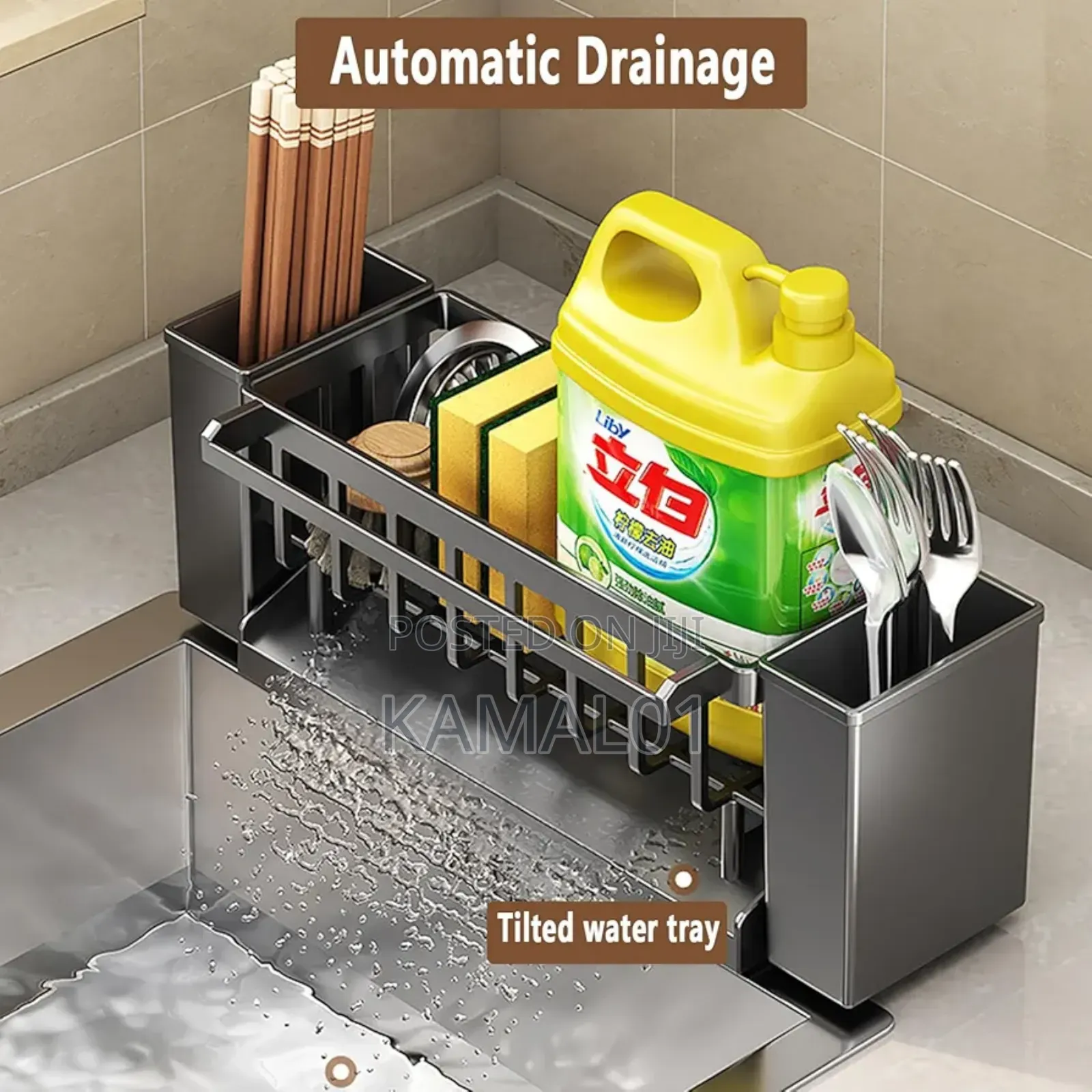 Utensil Holder, 3 Compartments,Sink and Drying Rack