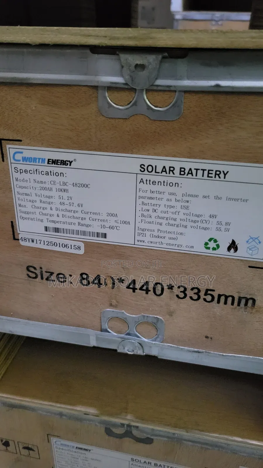 10kwh 200ah 51.2v Cworth Energy Lithium Solar Battery
