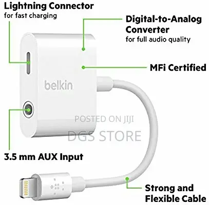 Belkin 3.5mm Headphone Jack Adapter for iPhone X, 8,8+,7,7+