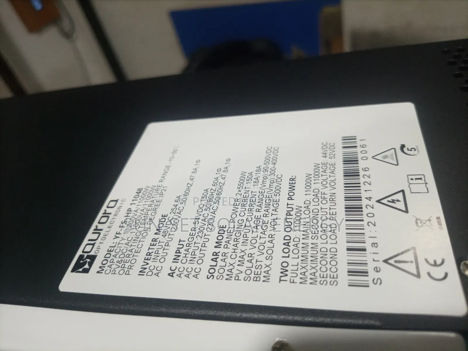 Aurara Hybrid Inverter 11kva 48v 150ah MPPT With Warranty.