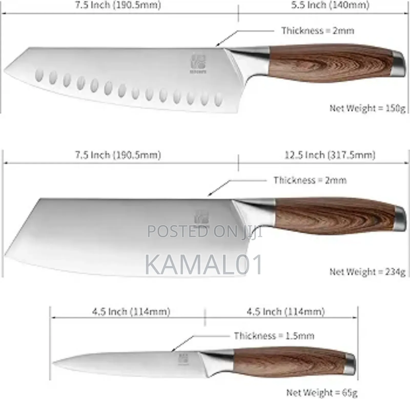 3-Piece Professional Chef Knife Set - Ultra-Sharp Kitchen