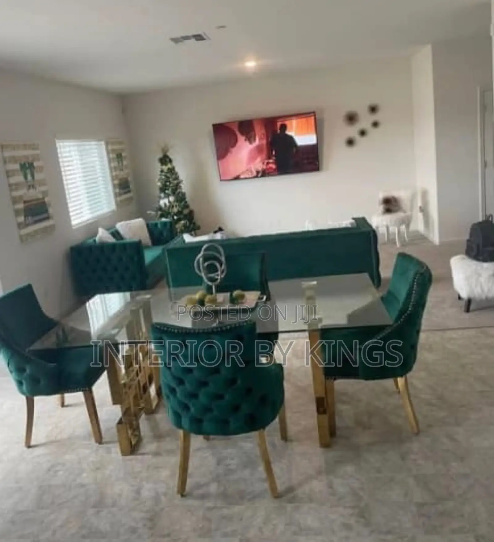 4seater Dining Set With a Light Glass Top Table Can