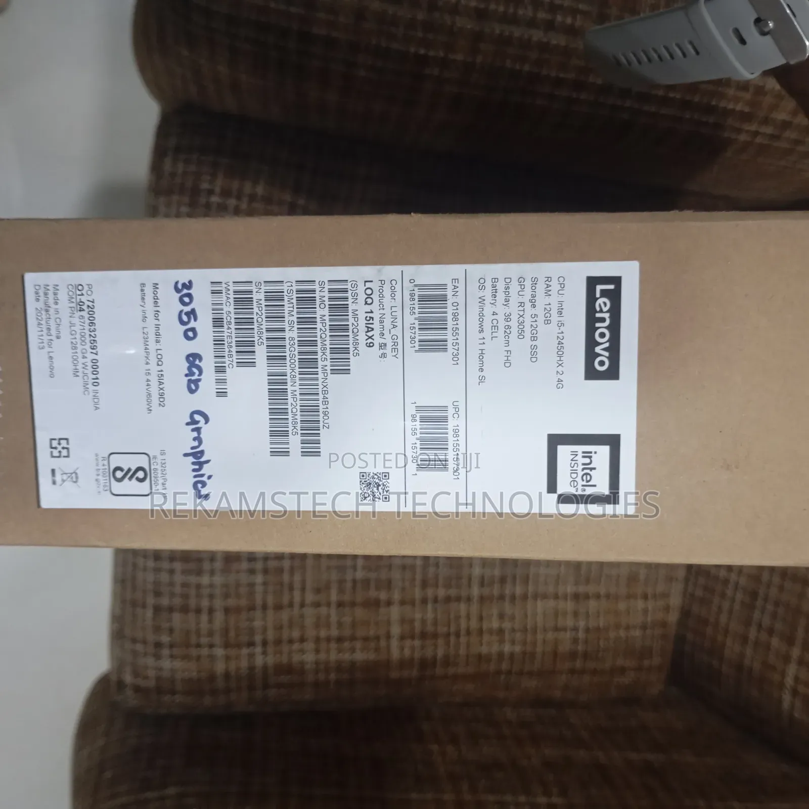 New Laptop Lenovo LOQ 15IRH8 24GB Intel Core I7 SSD 512GB