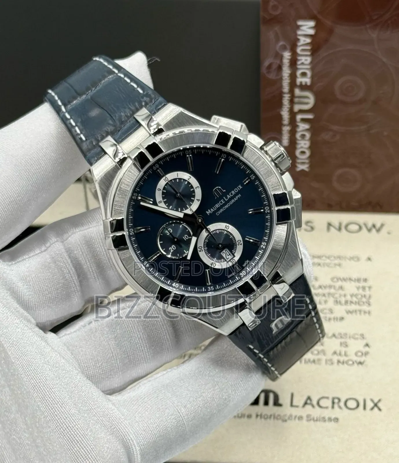 Original Maurice Lacroix Gray Genuine Leather Strap Watch