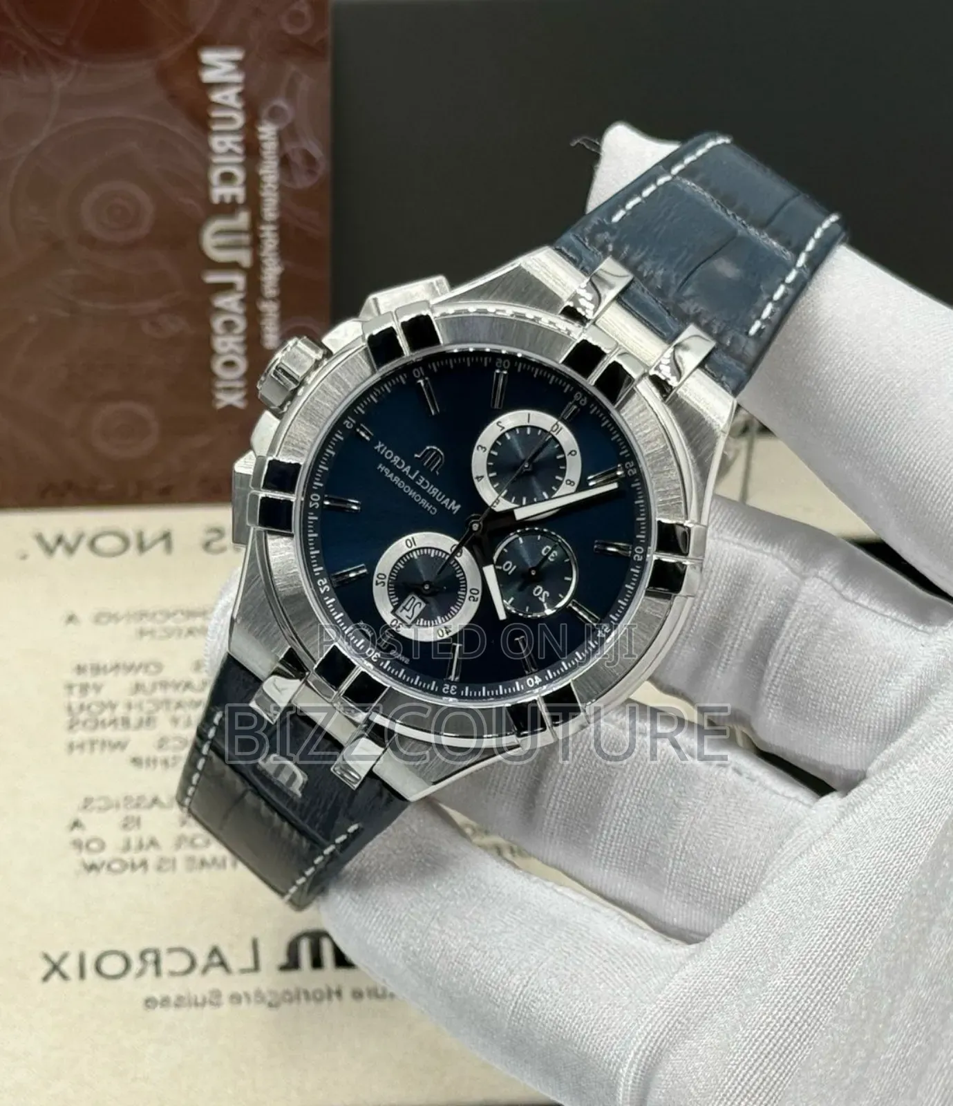 Original Maurice Lacroix Gray Genuine Leather Strap Watch