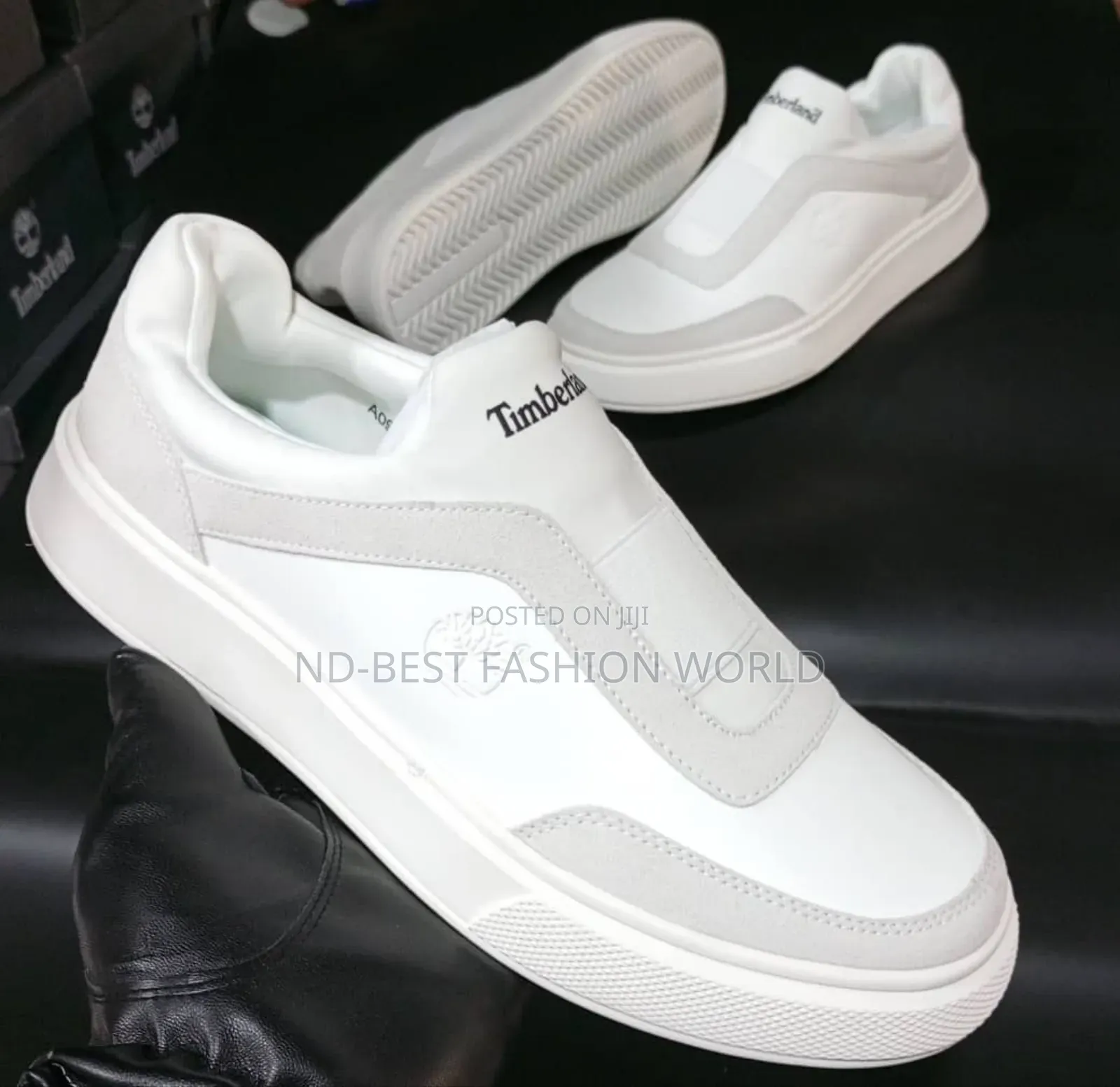 White Leather Timberland Shoes