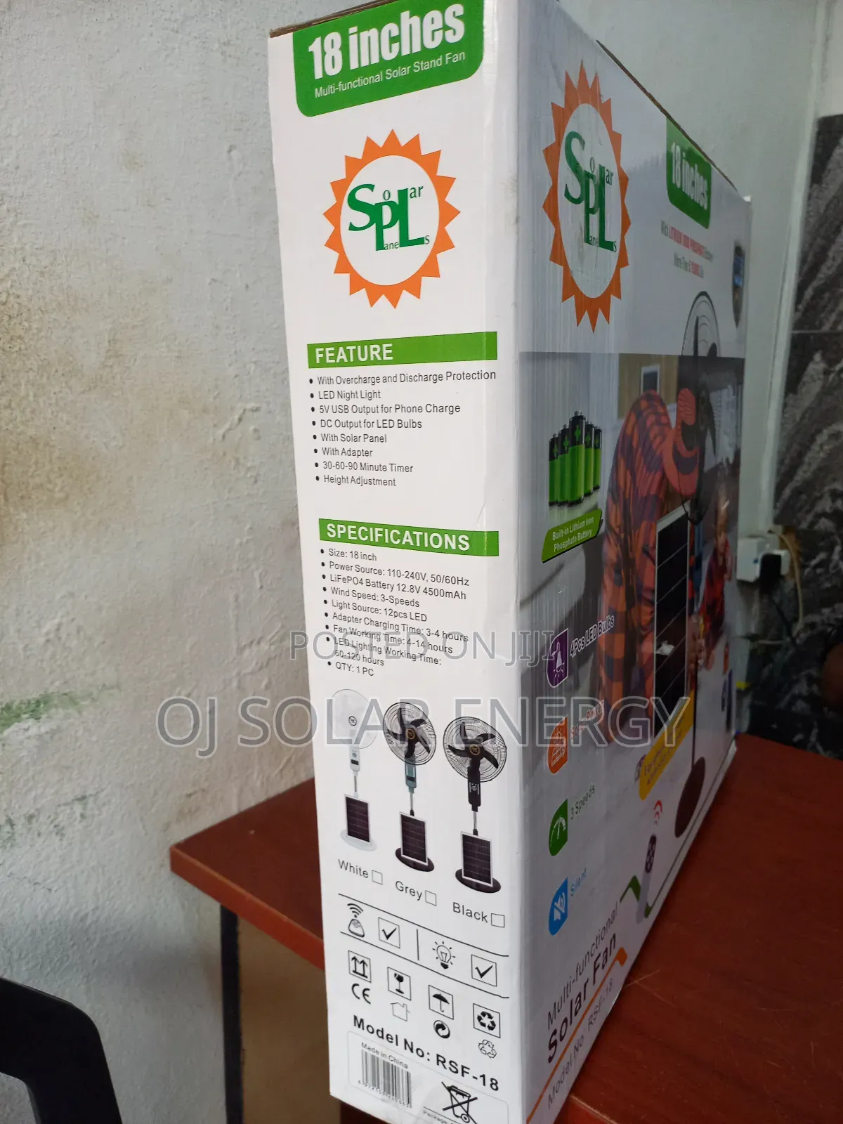 SPL 18-Inch Solar Rechargeable Fan