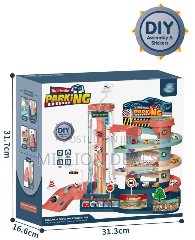 Parking Lot Assembly Play Elevator 3 Floor Car Park Kids Toy