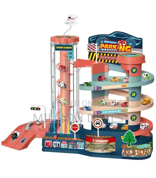 Parking Lot Assembly Play Elevator 3 Floor Car Park Kids Toy