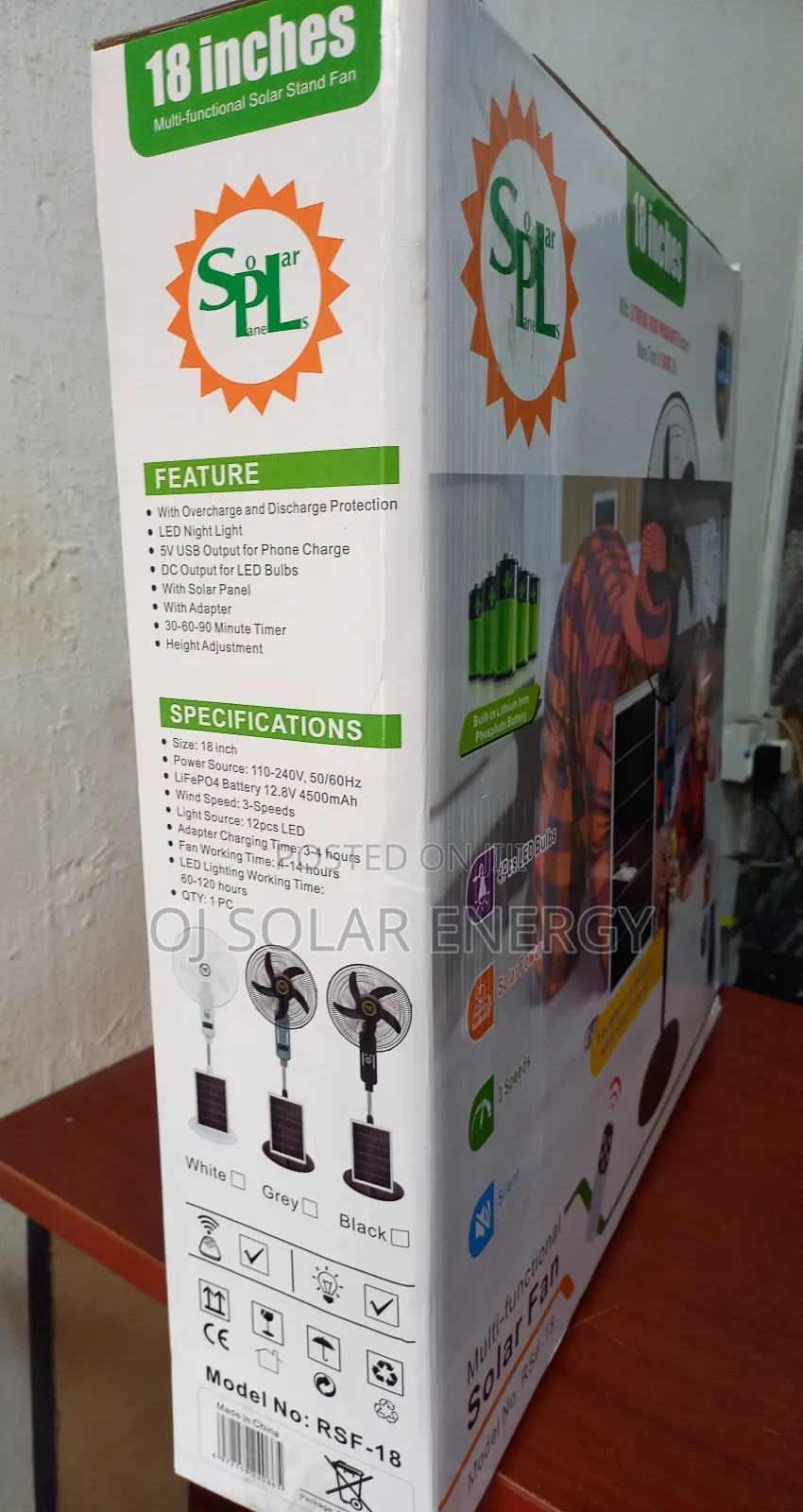 SPL 18-Inch Solar Rechargeable Fan