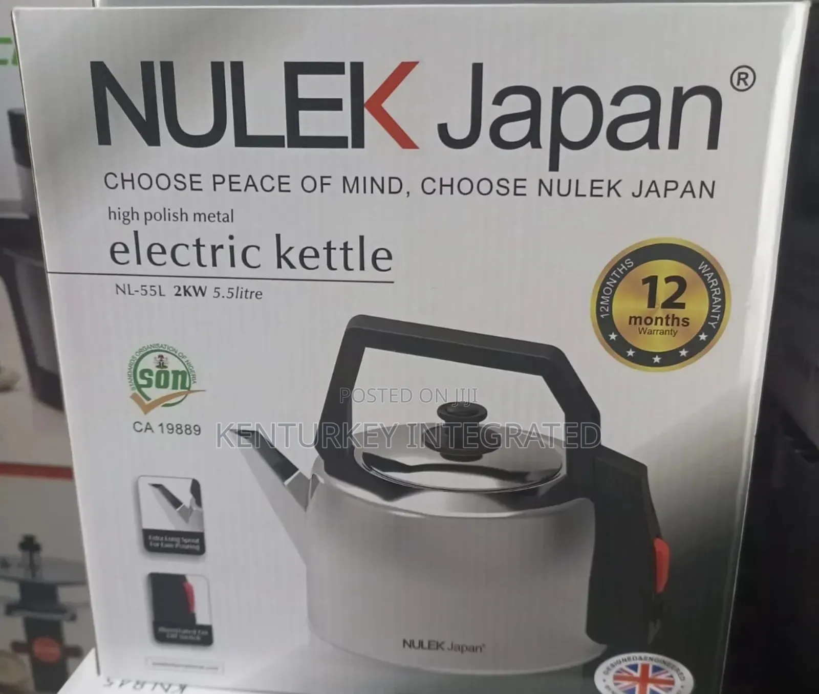 Nulek Japan Electric Kettle 5.5 Litres 2kw Model: Nl-55l