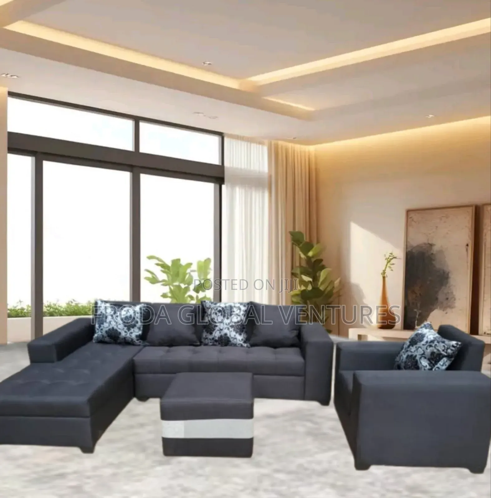 Quality Couch: L-Shape Sofa and Single Chair, Table. Lblfl1