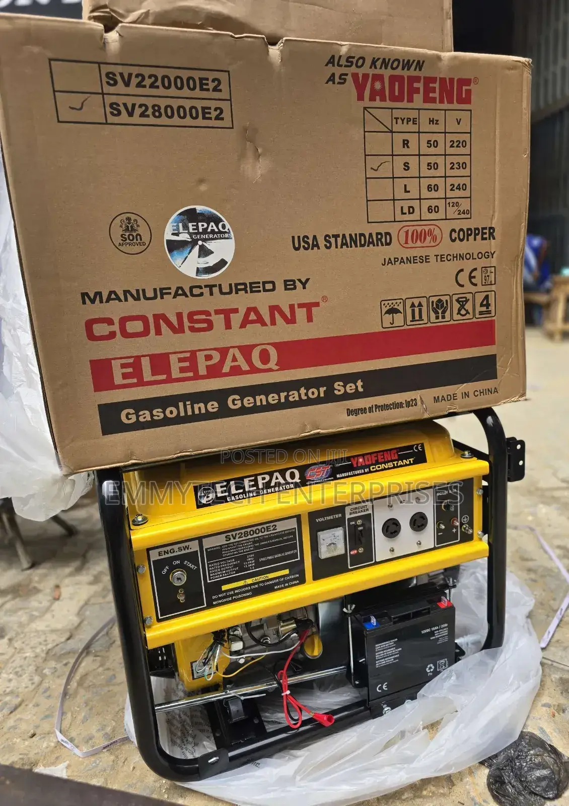 Elepaq Constant Petrol Gen 12.5kva 100%Copper Coil