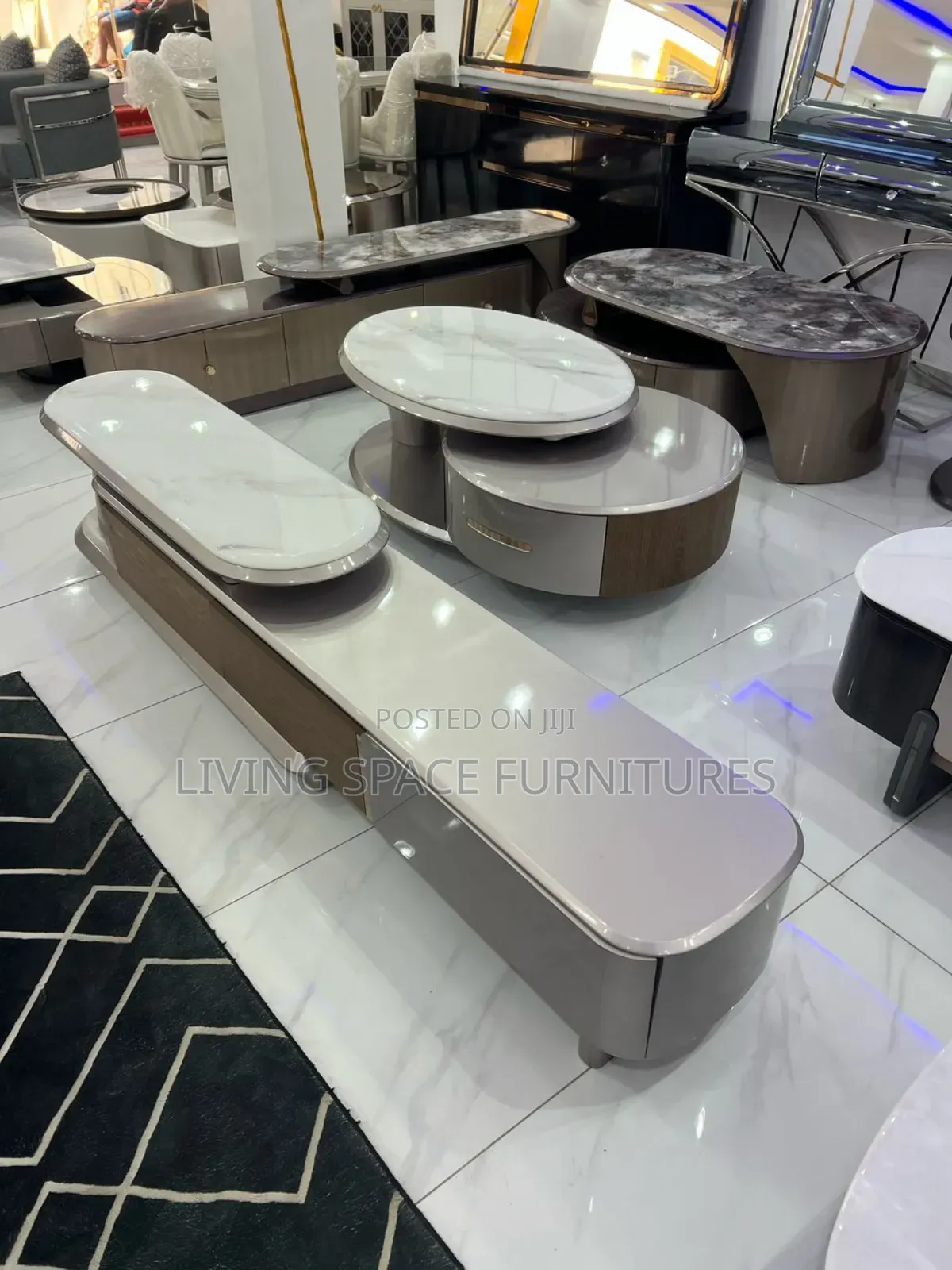Pure Luxury Marble Adjustment Center Table And Tv Stand