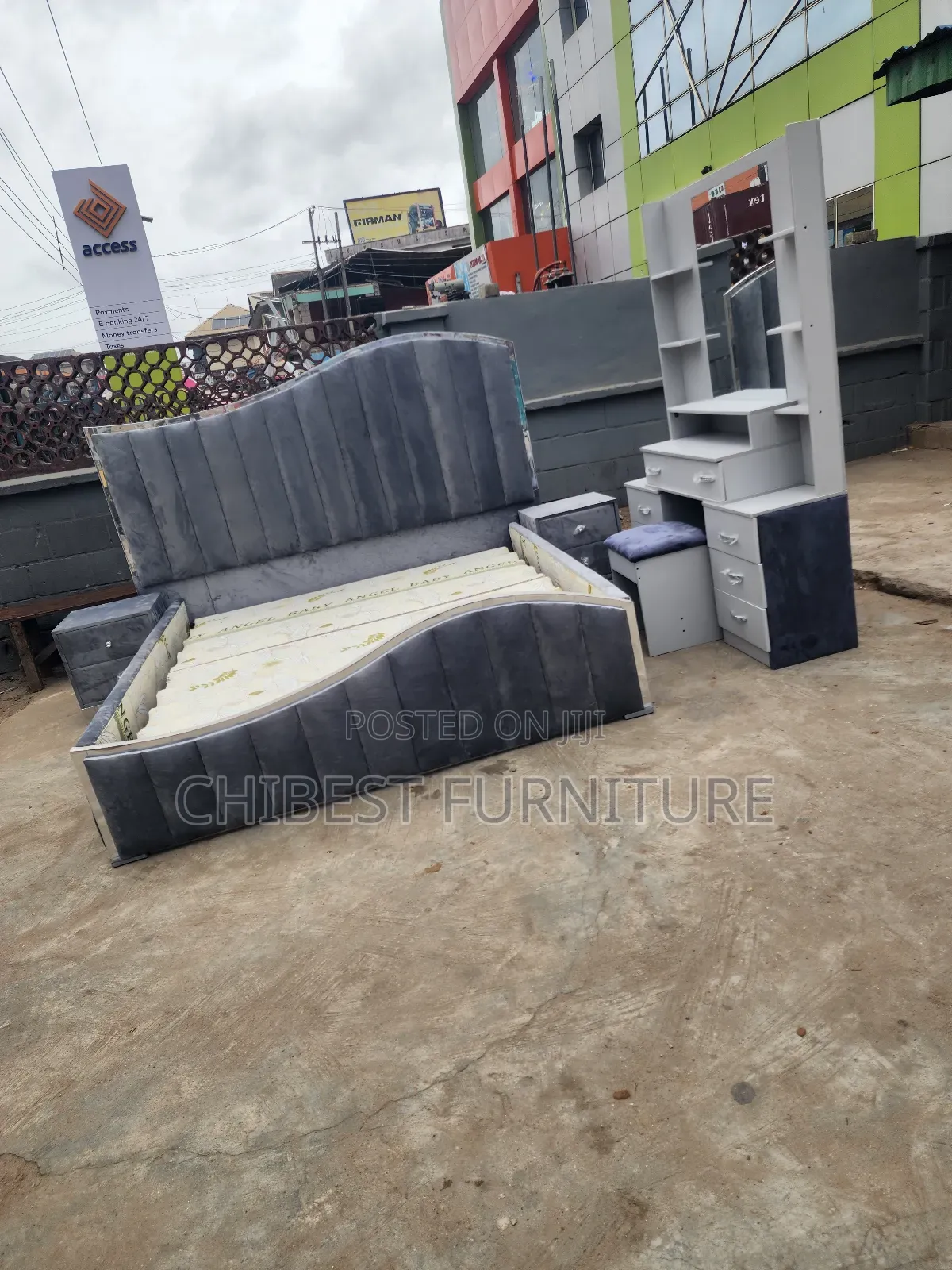 A Set of 6by6 Bed Stand With Side Drawers and Dresser.