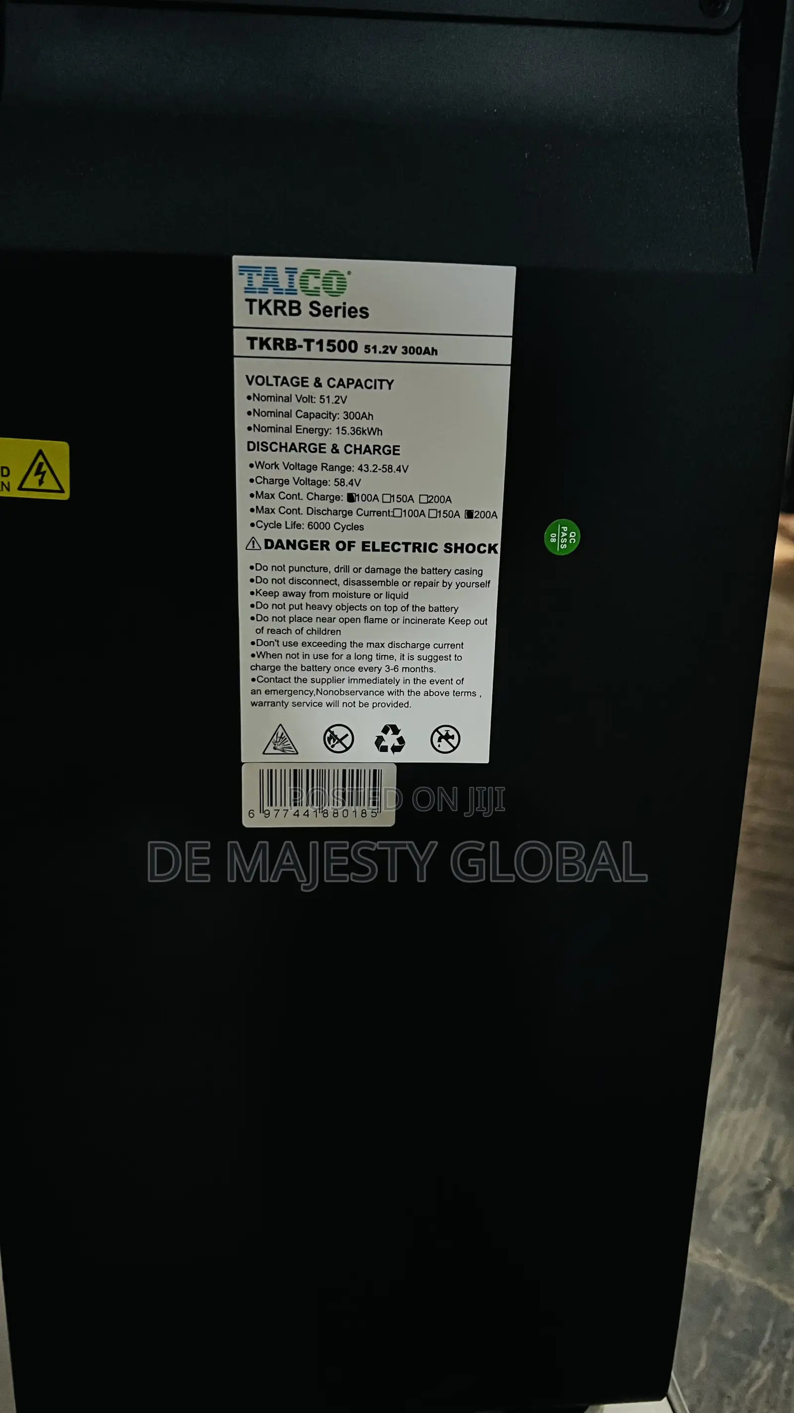 Taico 15kwh 51.2v Lithium Battery With Touchscreen Display