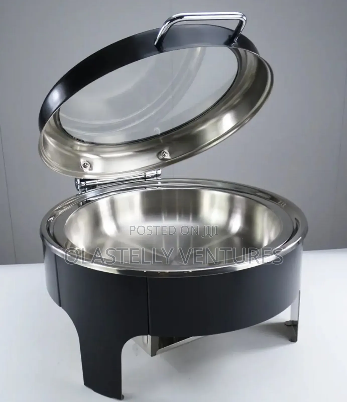 Quality Luxury Stainless Steel Black Chaffing Dish Round. Ho