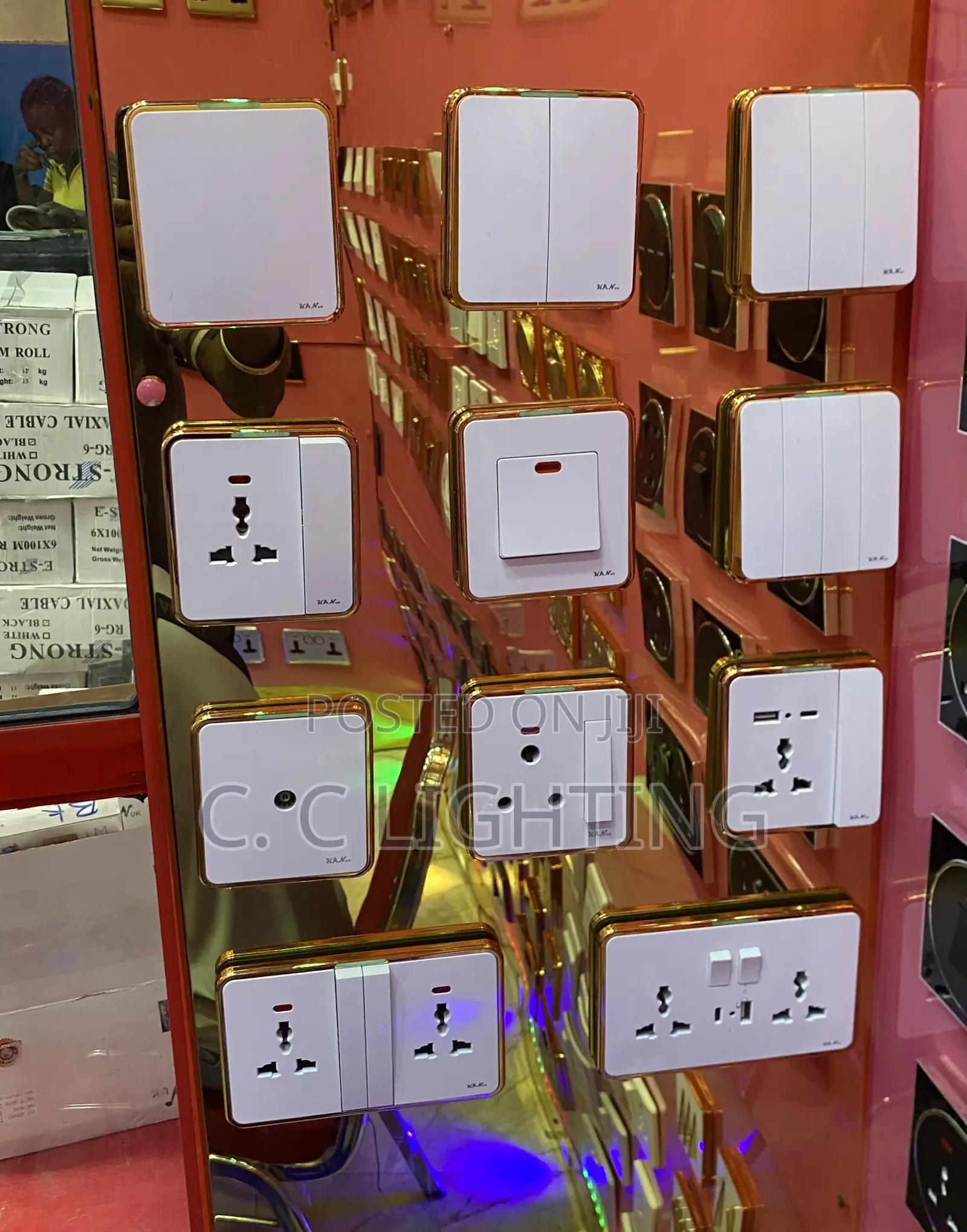 Uk Switches and Socket White and Gold Body