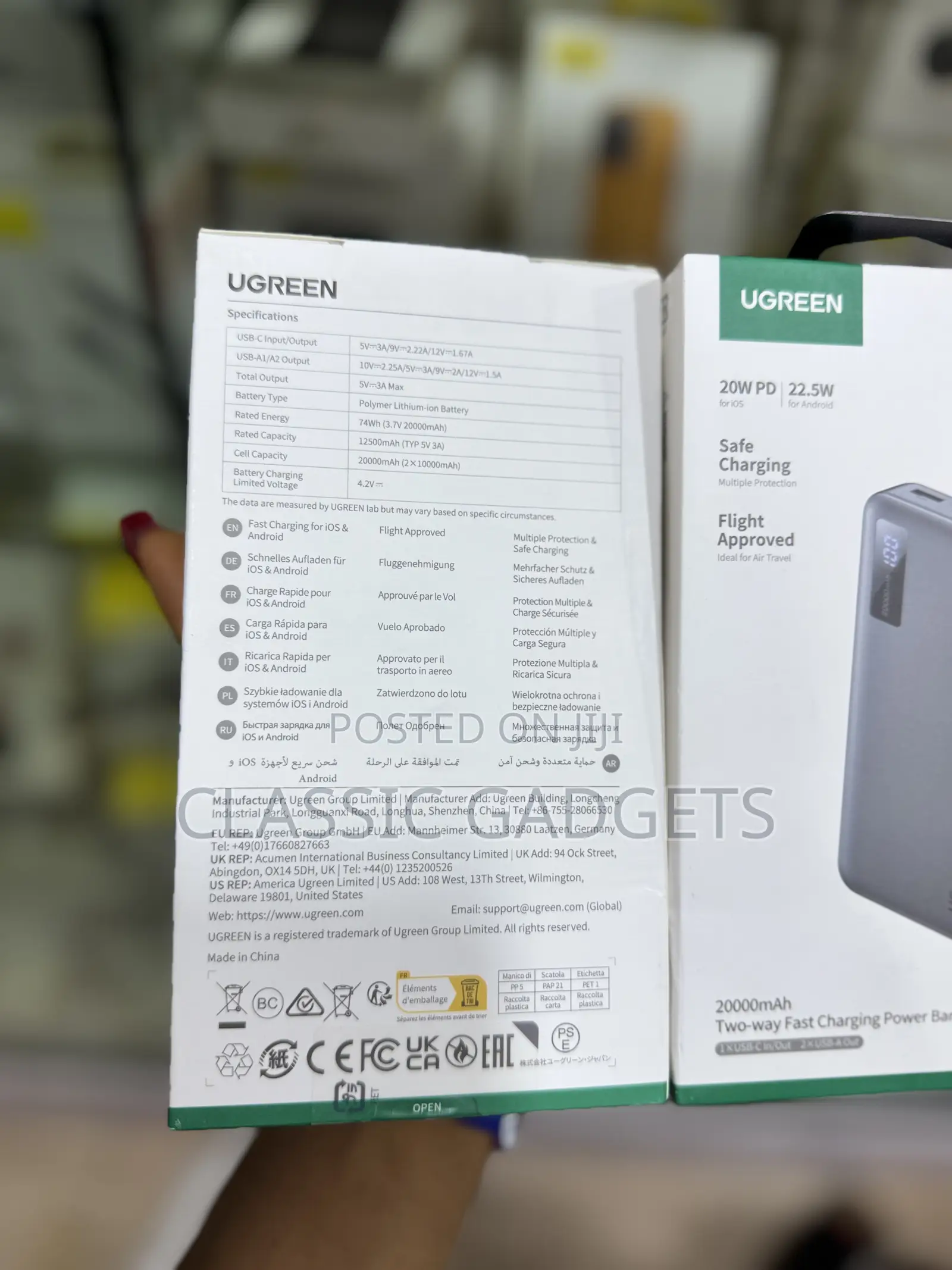Ugreen 20000mah Power Bank Fast Charging, Pd 20w Qc 22.5w