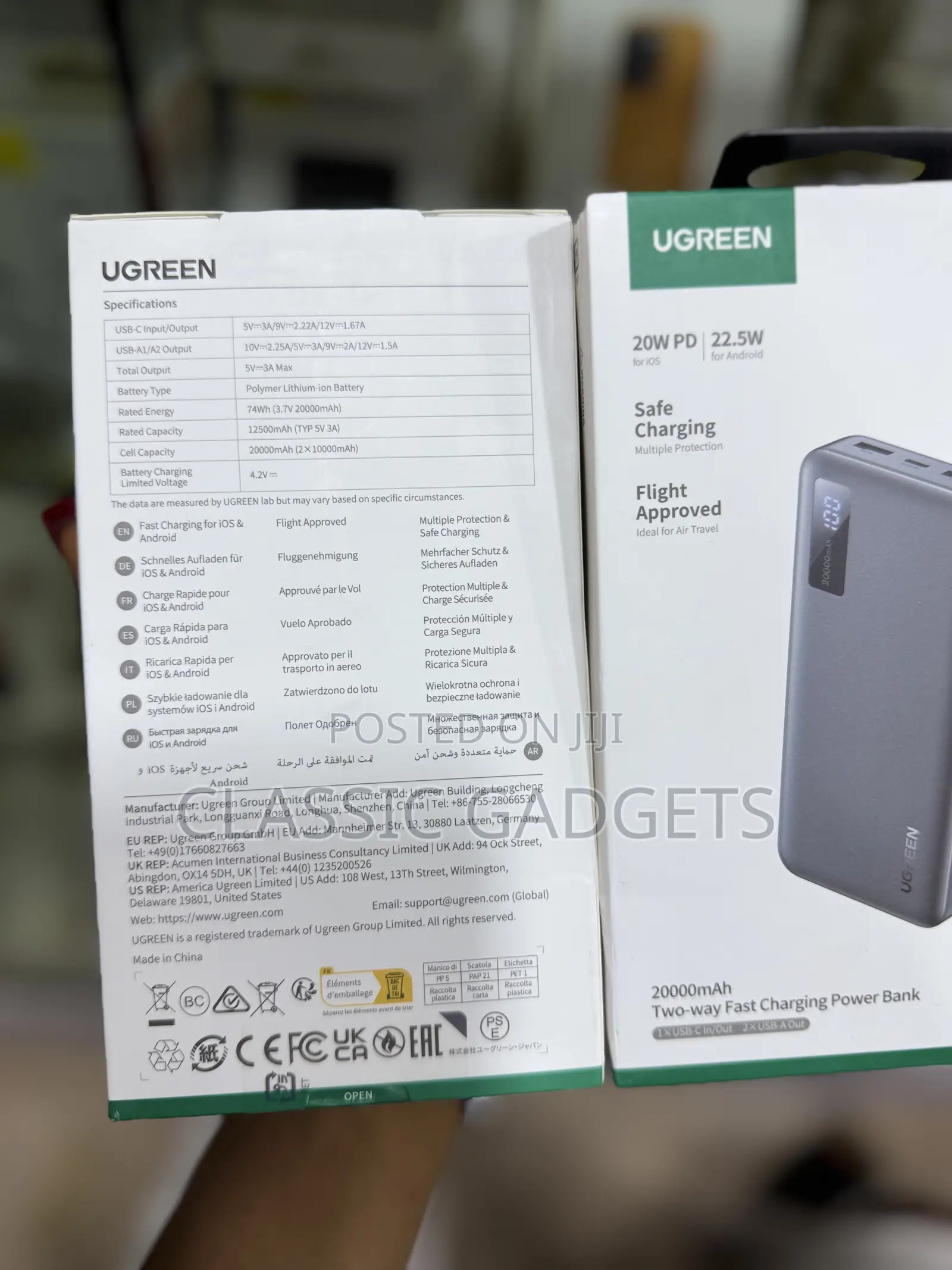Ugreen 20000mah Power Bank Fast Charging, Pd 20w Qc 22.5w