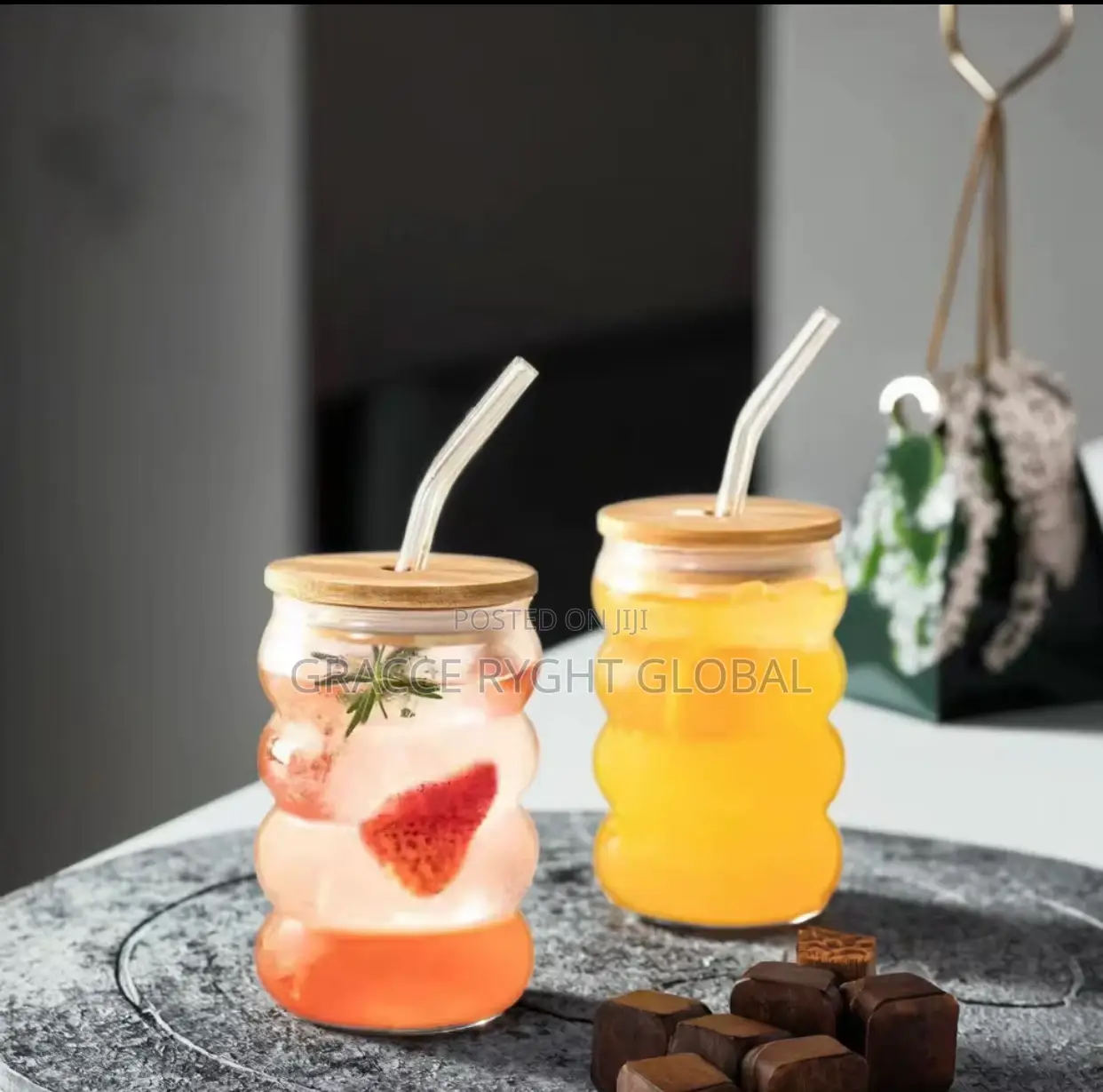 Ripple Smoothie/ Juice Cup With Bamboo Lid and Straw