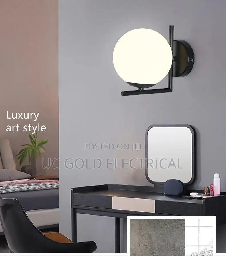 Nordic Simple Interior Round Glass Golden Wall Lamp