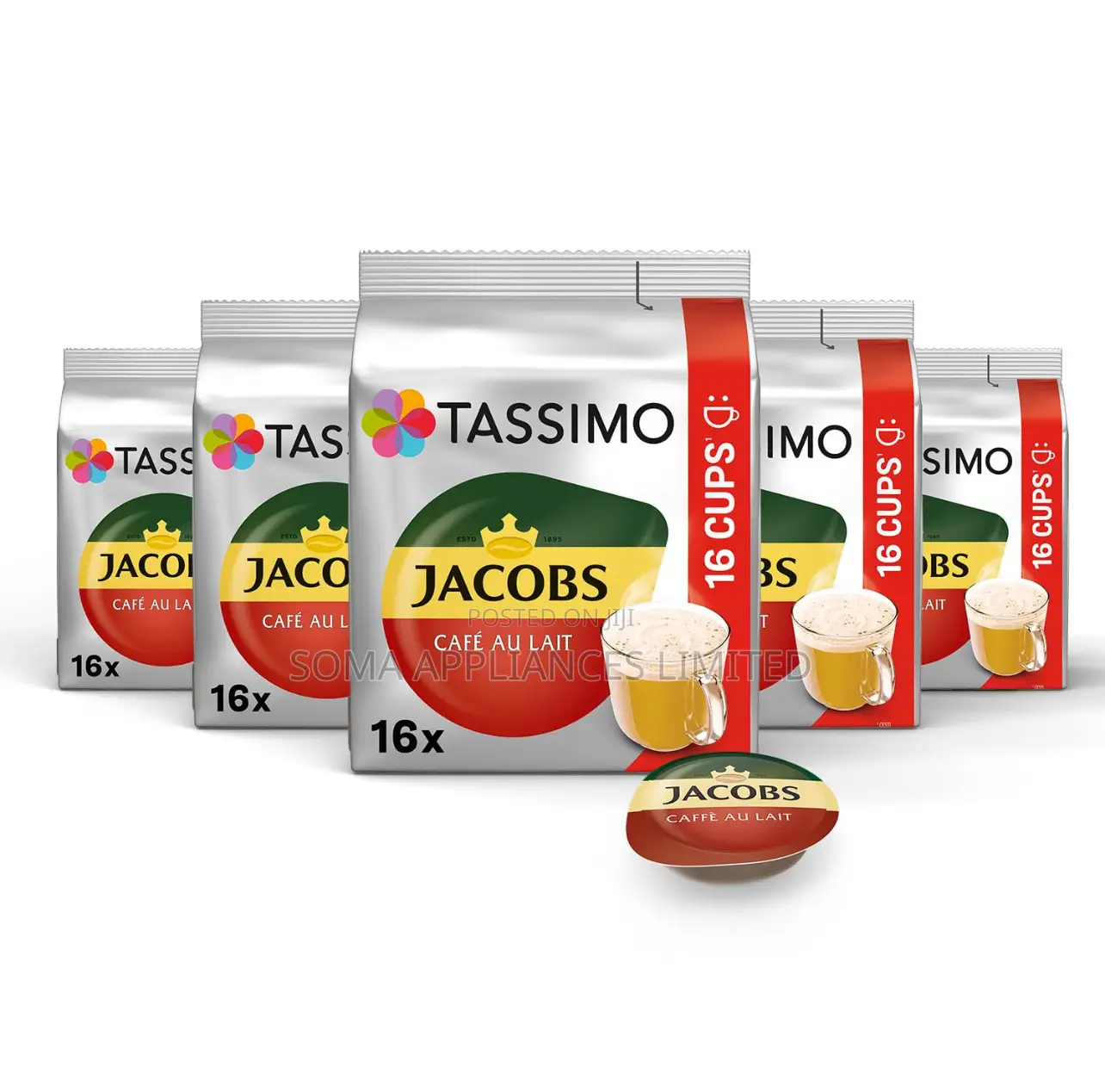 Tassimo Jacobs Café Au Lait Coffee Capsules 16 T-Discs