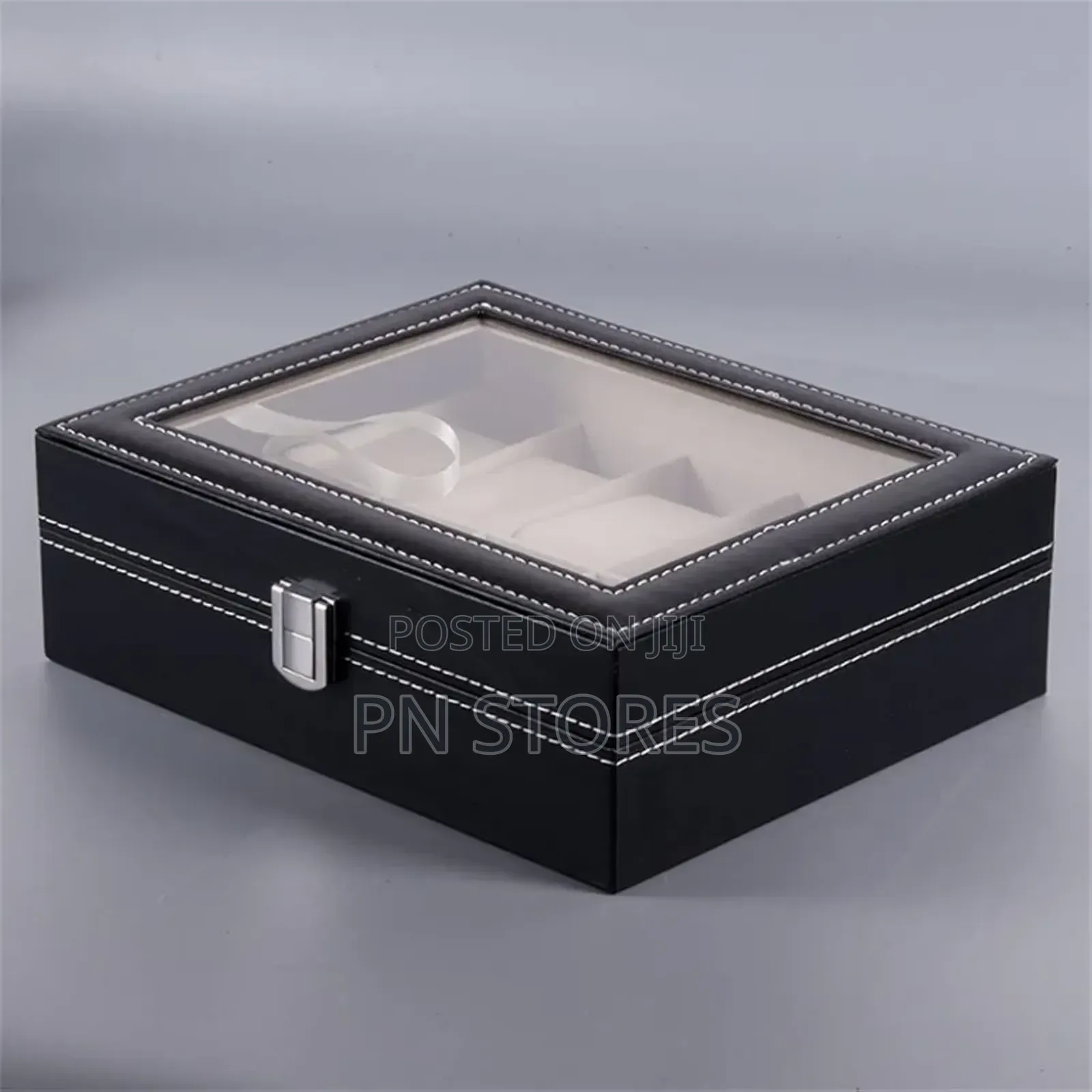 Leatherette Black Watch Box 10 Slots Watch Organizer Case