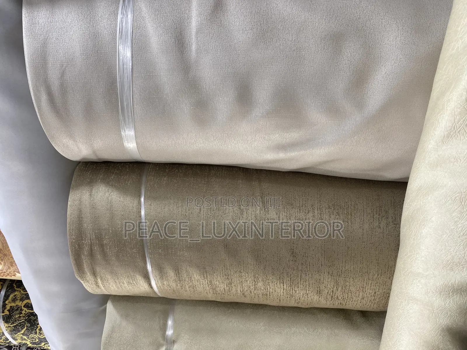 High Quality Stock Beige and Brown Curtain