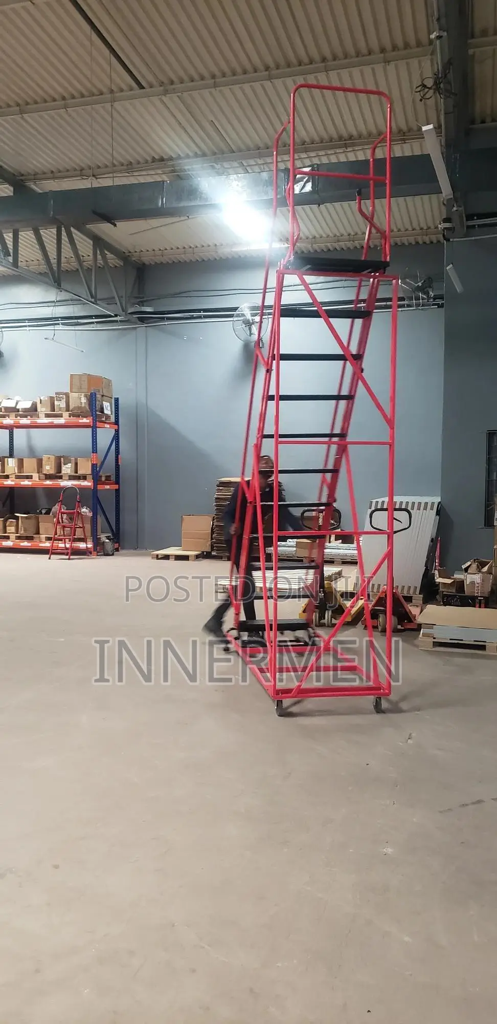 Industrial Warehouse Mobile Steel Platform Ladder