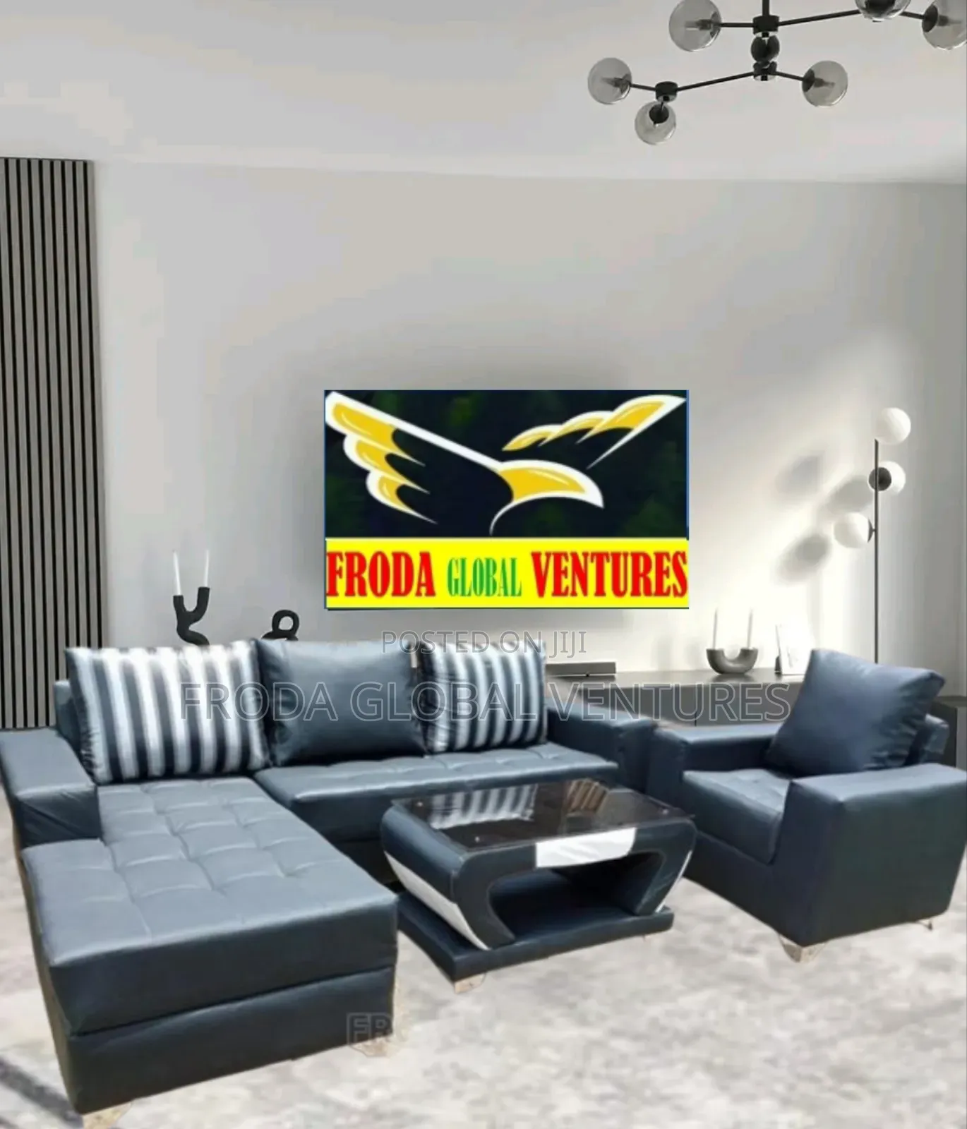 L-Shape Sofa and Single Chair, Table. Classy Couch. Lsblfl10
