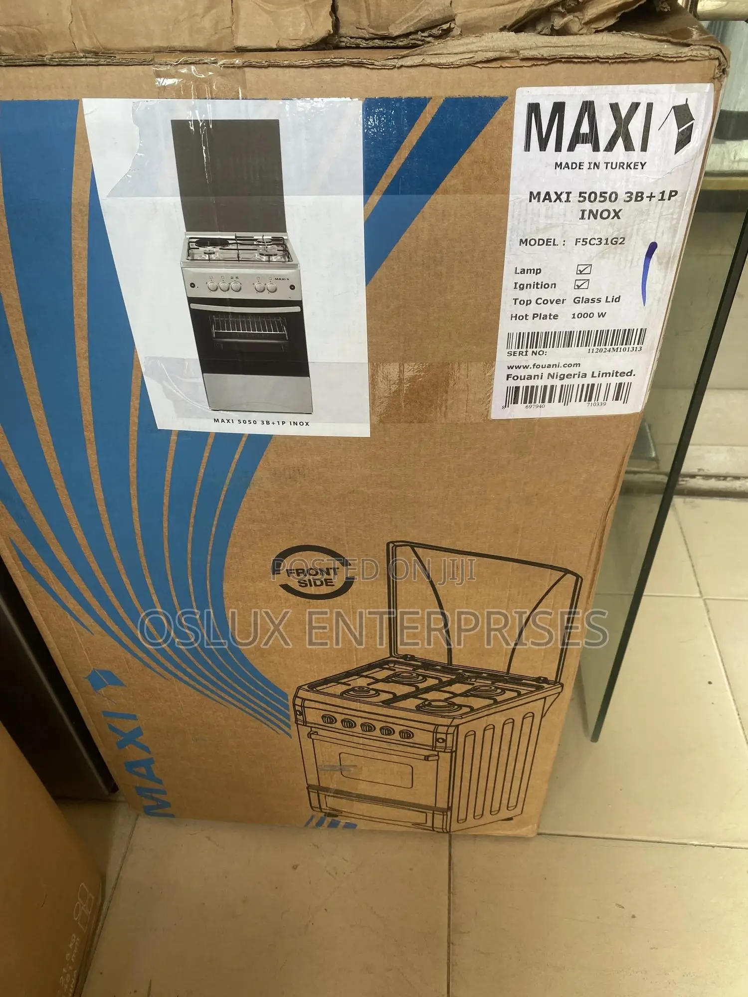 Maxi 50x50 Gas Cooker (3gas+1electric) With Oven and Grill