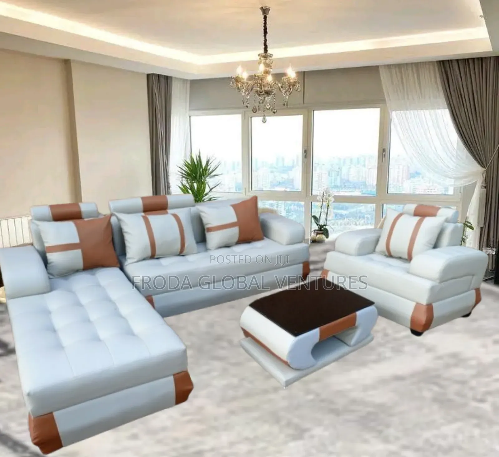 Quality Couch: L-Shape Sofa and Single Chair+Table. Jpcrll25