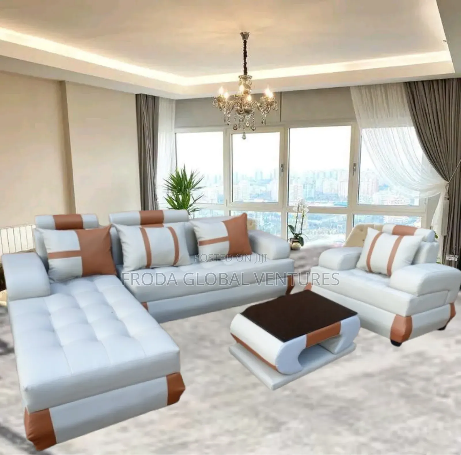 Quality Couch: L-Shape Sofa and Single Chair+Table. Jpcrll26