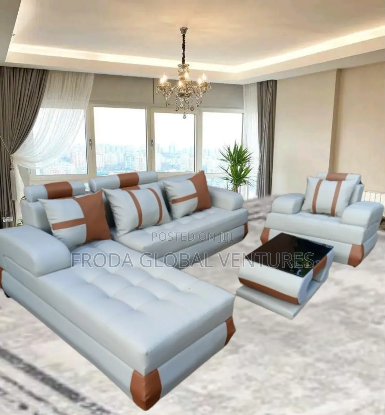 Quality Couch: L-Shape Sofa and Single Chair+Table. Jpcrll27