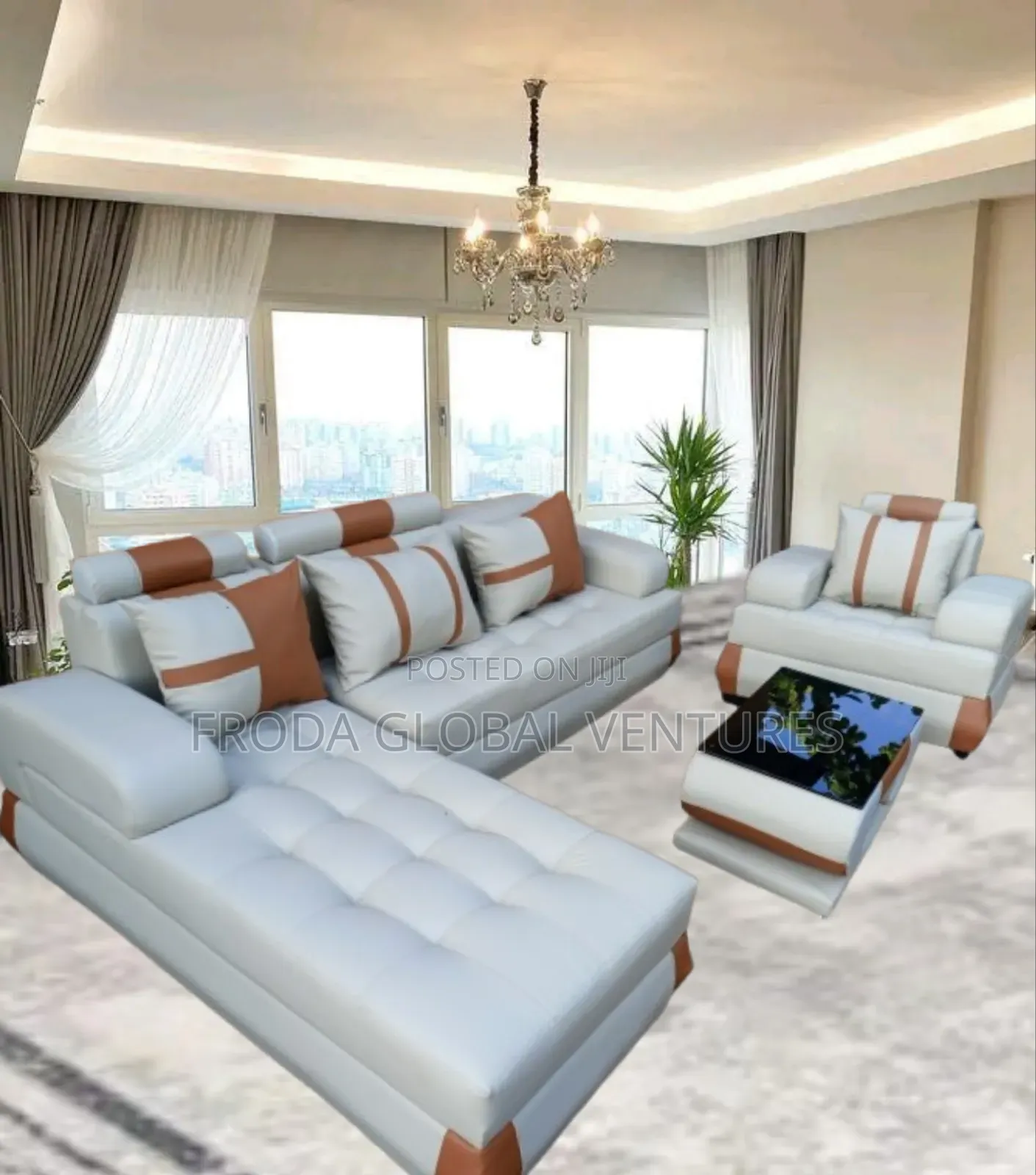 Quality Couch: L-Shape Sofa and Single Chair+Table. Jpcrll28