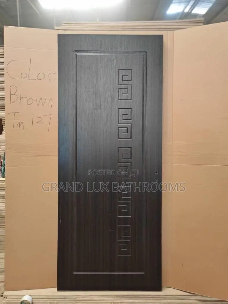 Modern Geometric Interior Door With Black Line Design