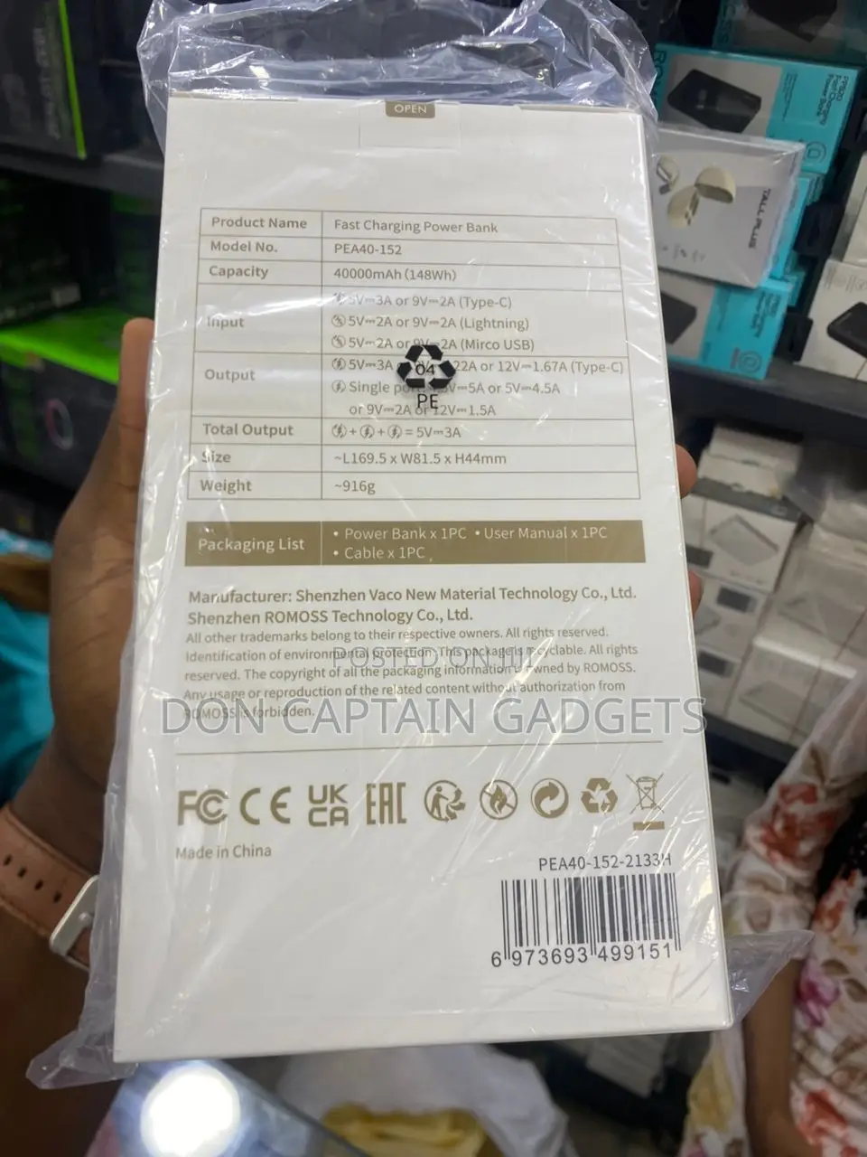 Romoss Power Bank 40000mah 22.5w Pea 40pf