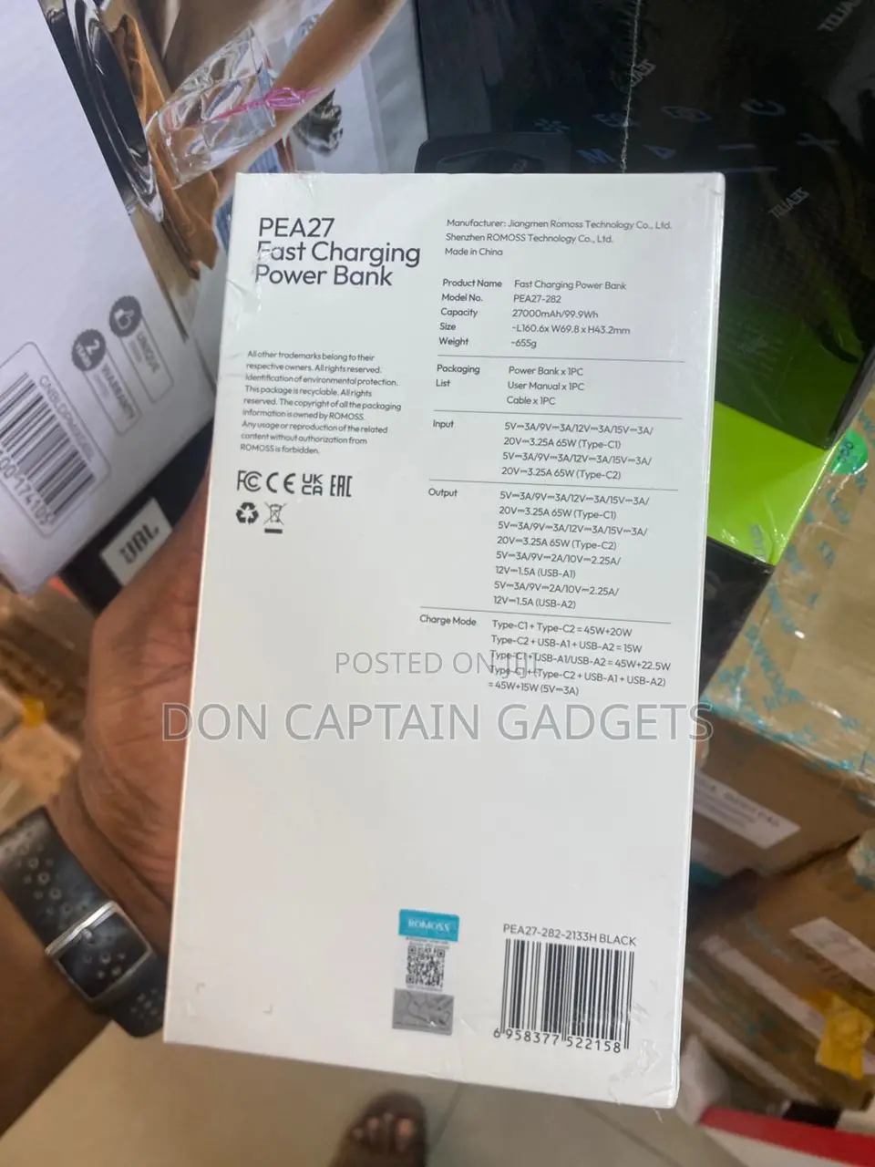 Romoss 27000mah 65w Power Bank Pea27