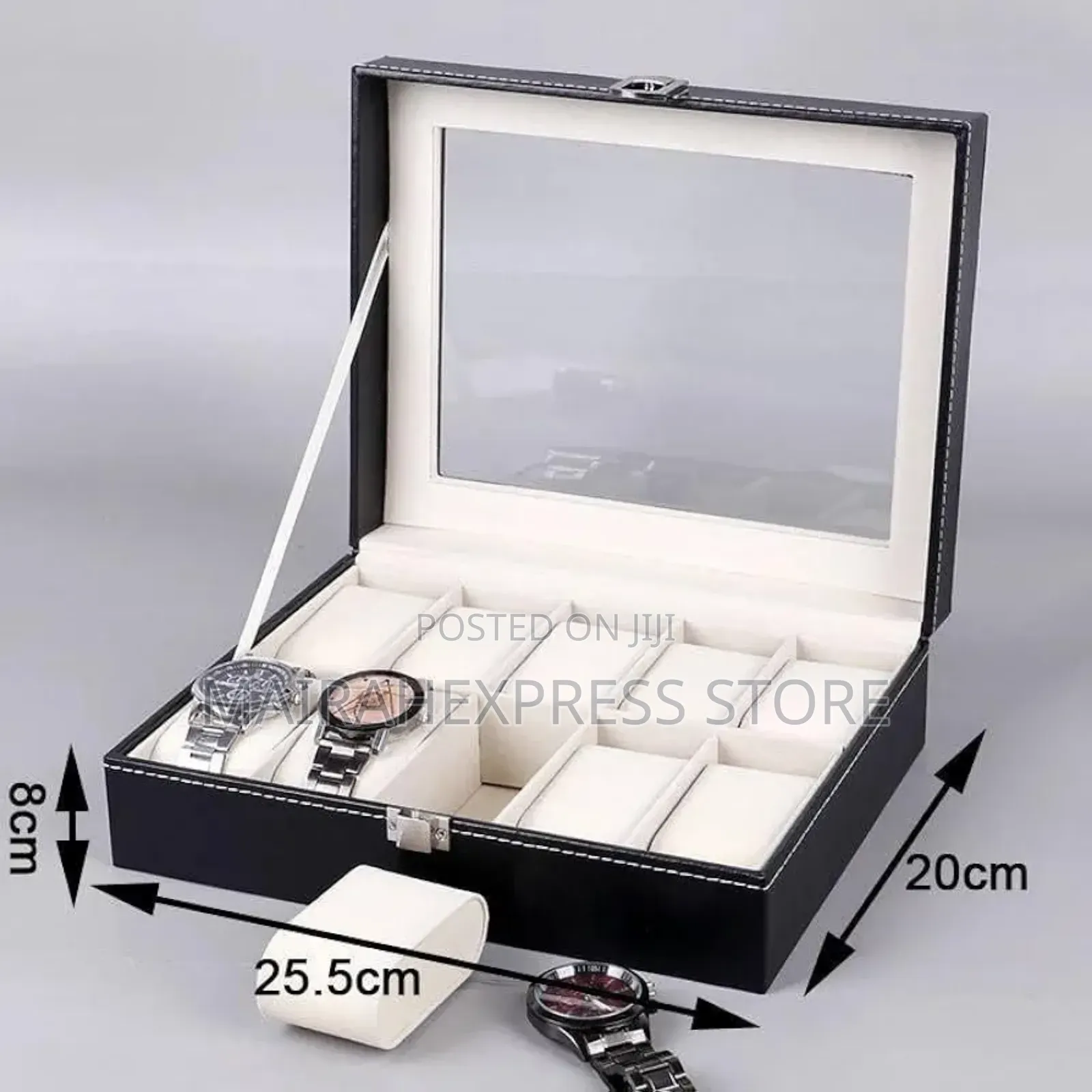 10 Slots Retro Faux Leather Watch Display Box