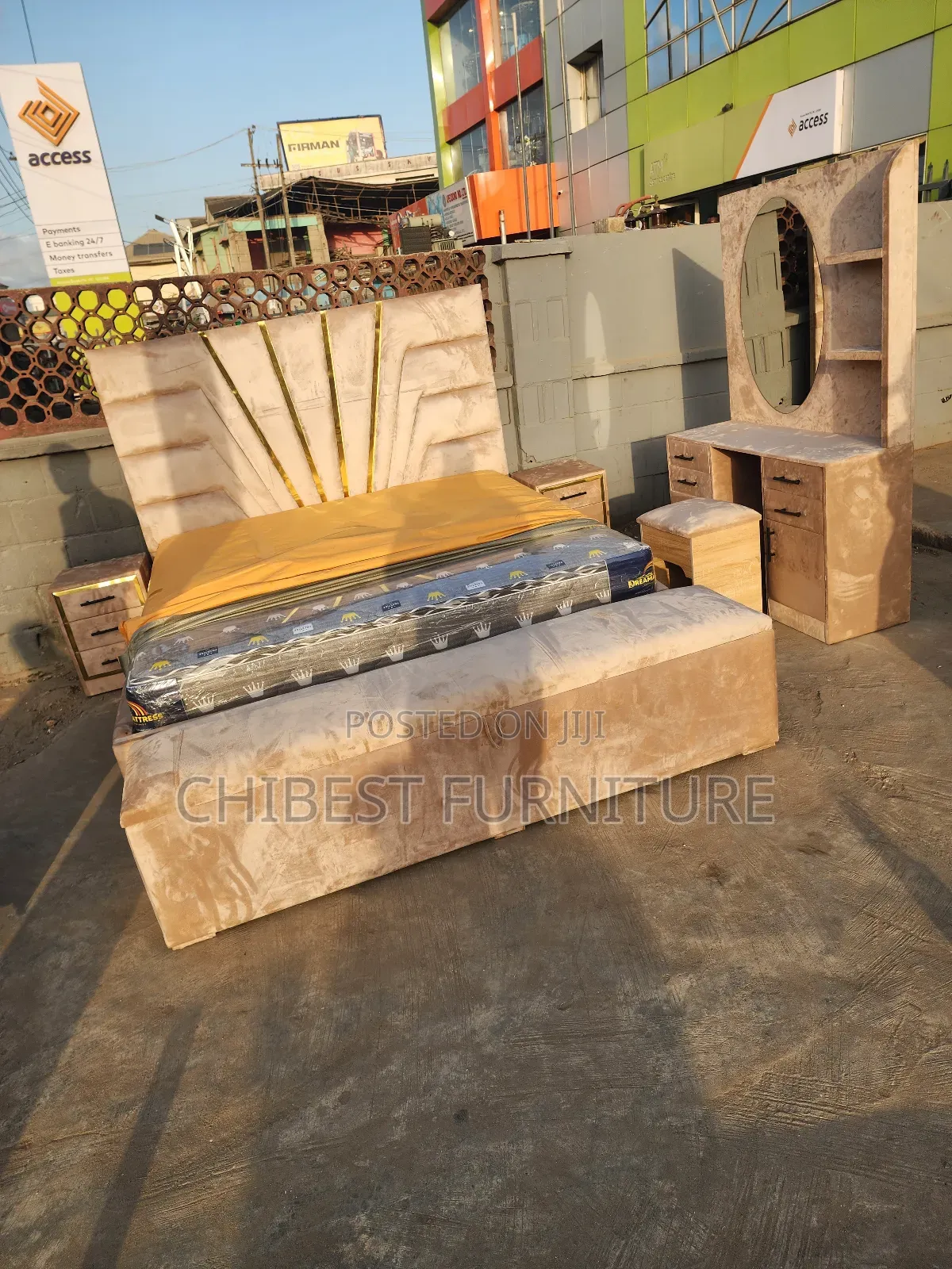 5ft Tall Cream Coloured 6by6 Set of Bed.