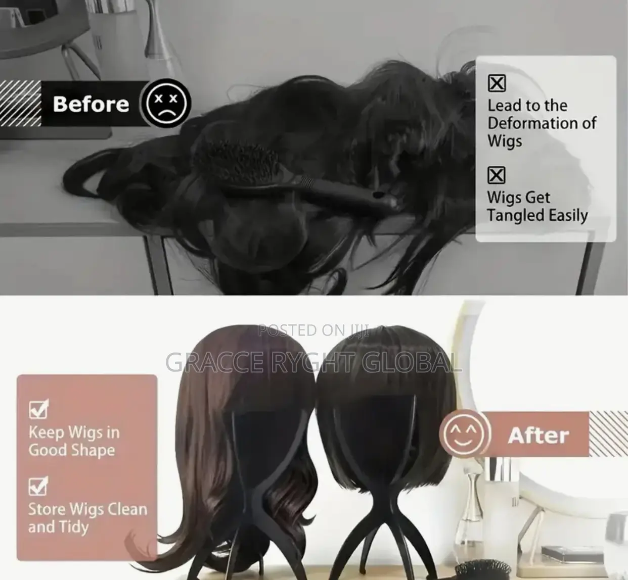 2pcs Collapsible Plastic Wigs Stand