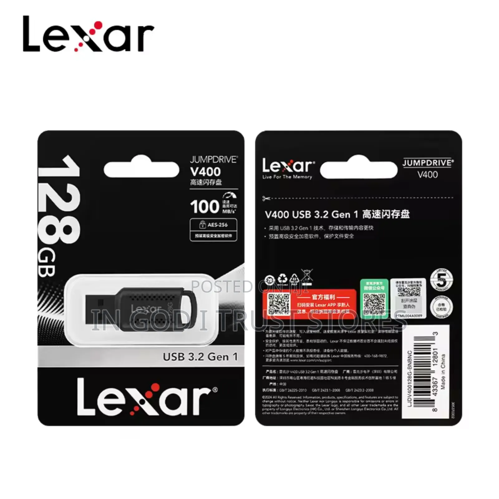 Lexar Usb3.2 Jumpdrive V400 High Speed 128gb