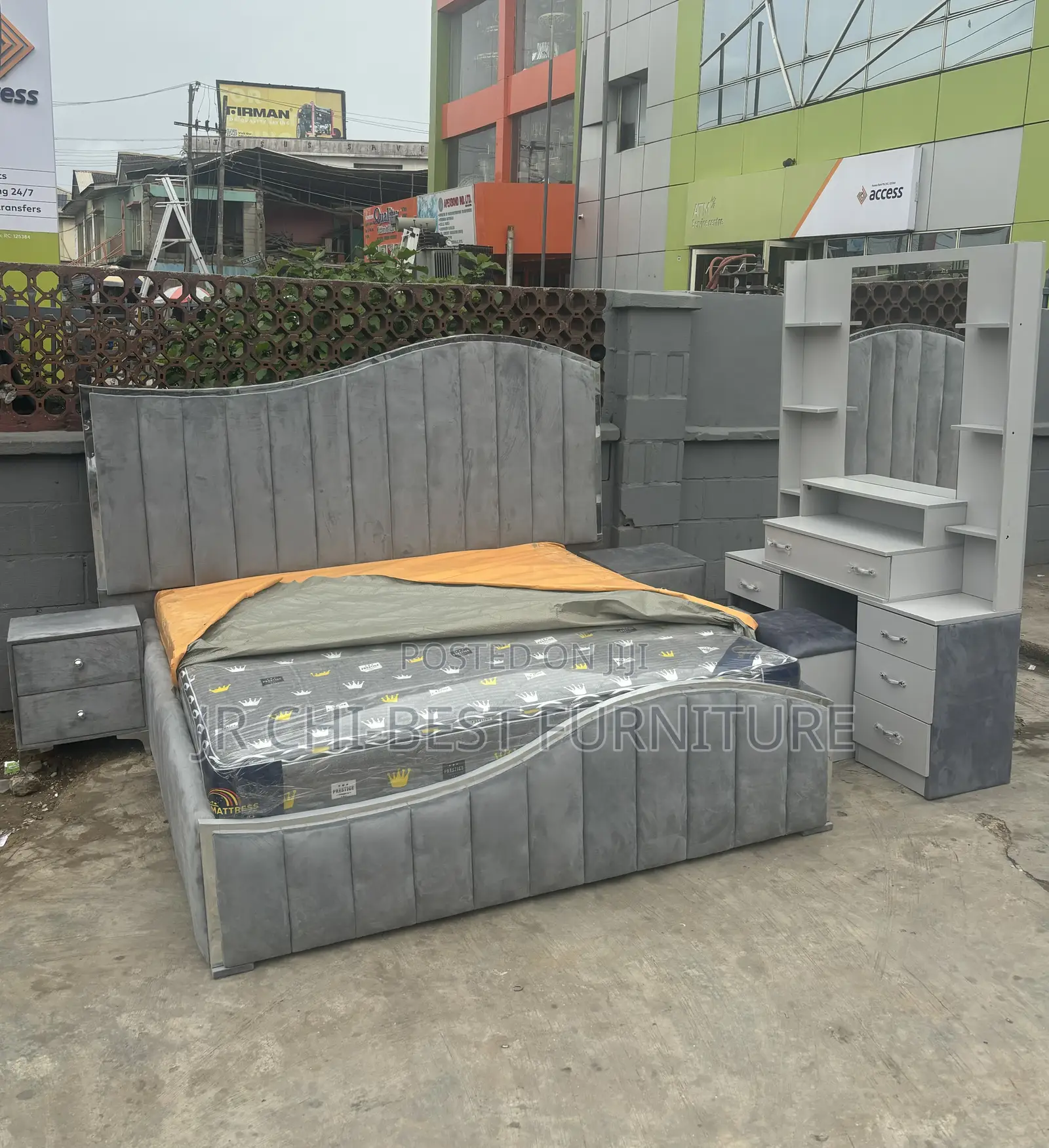 Upholstery Padded Curved HDF 6 by 6 Wooden Bed Frame