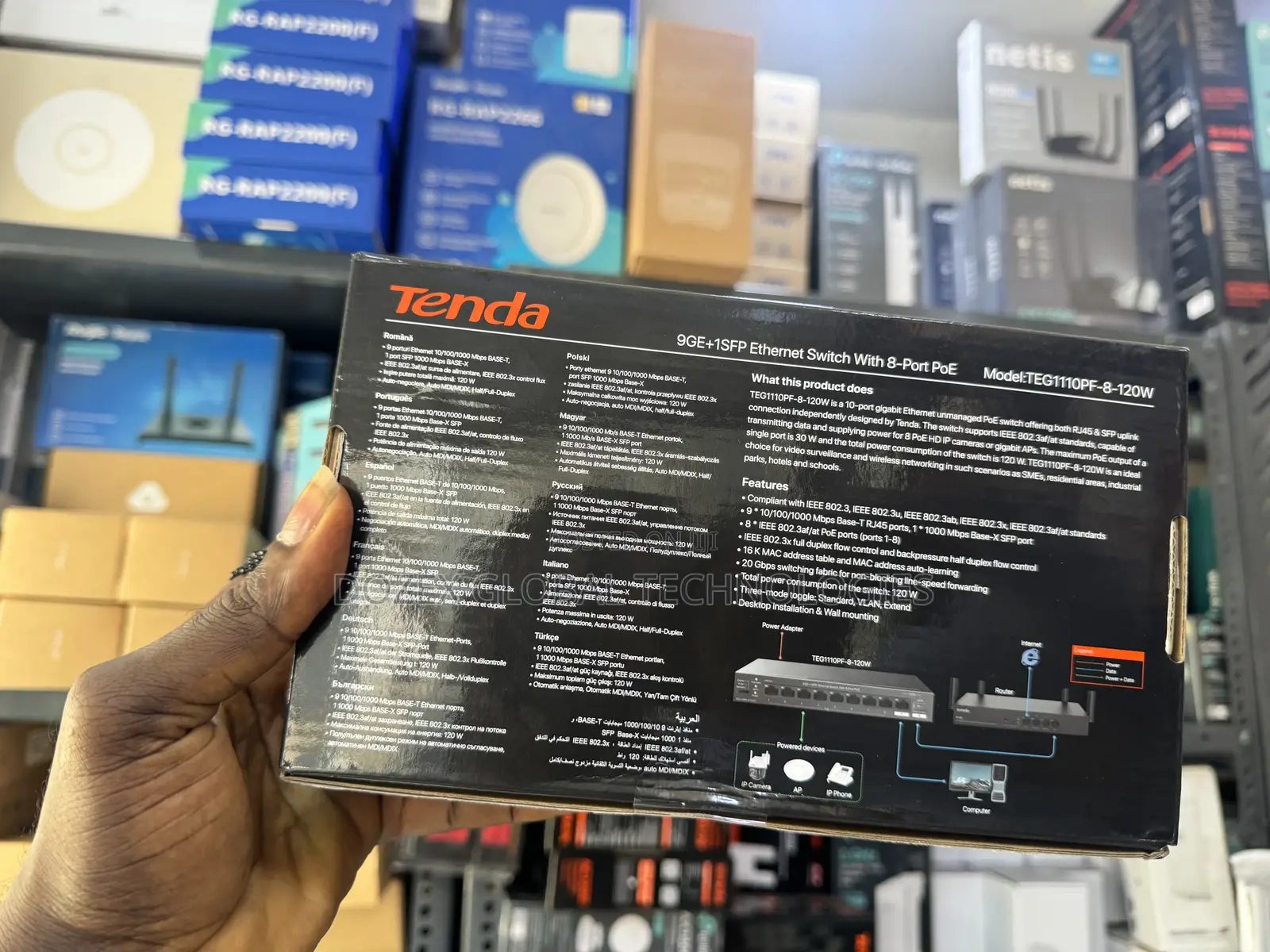 Tenda 8 Ports Gigabits And Poe Switch With Fiber Ports
