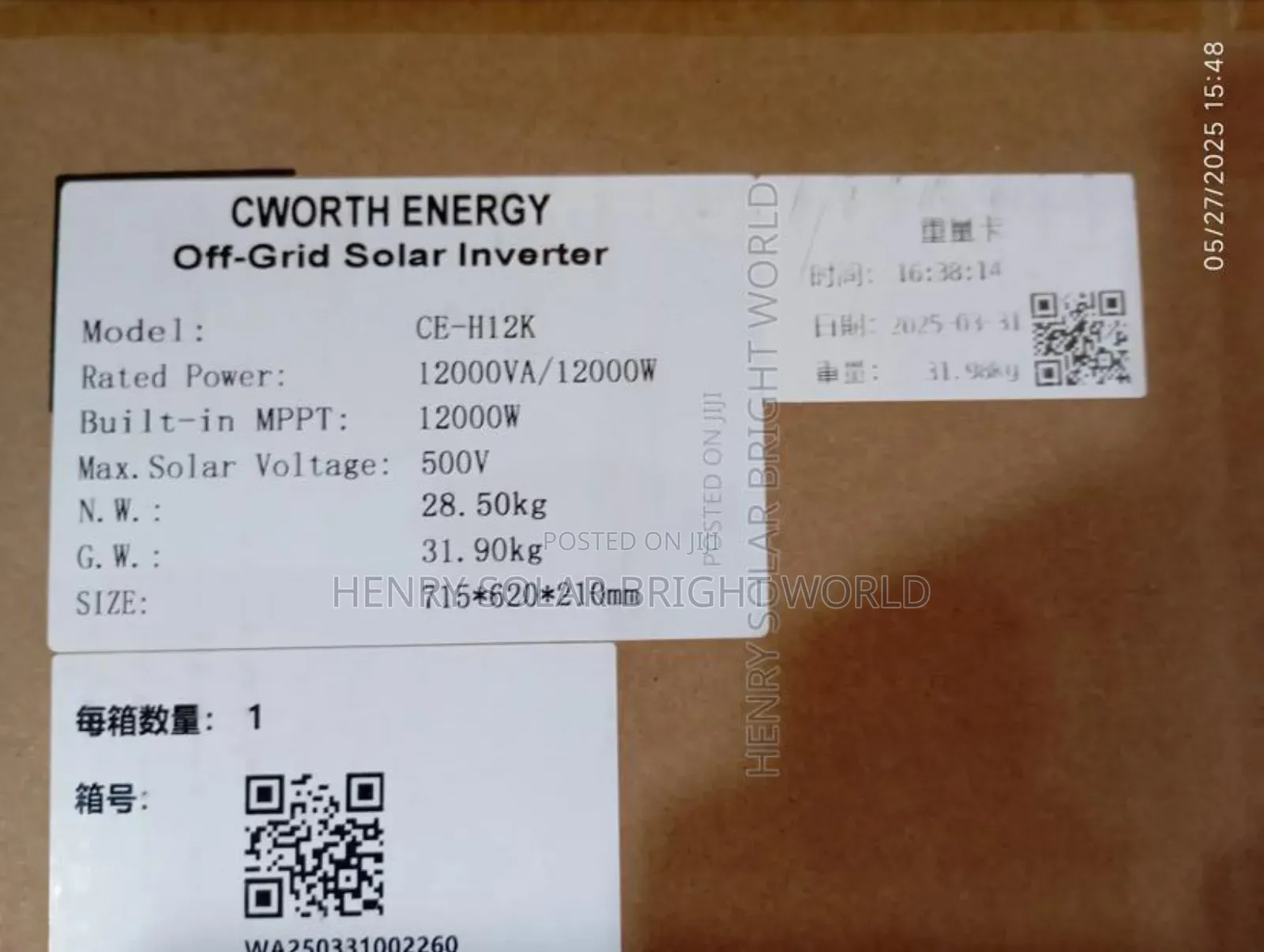 Cworth Energy 12kva 48v Hibrid Inverter